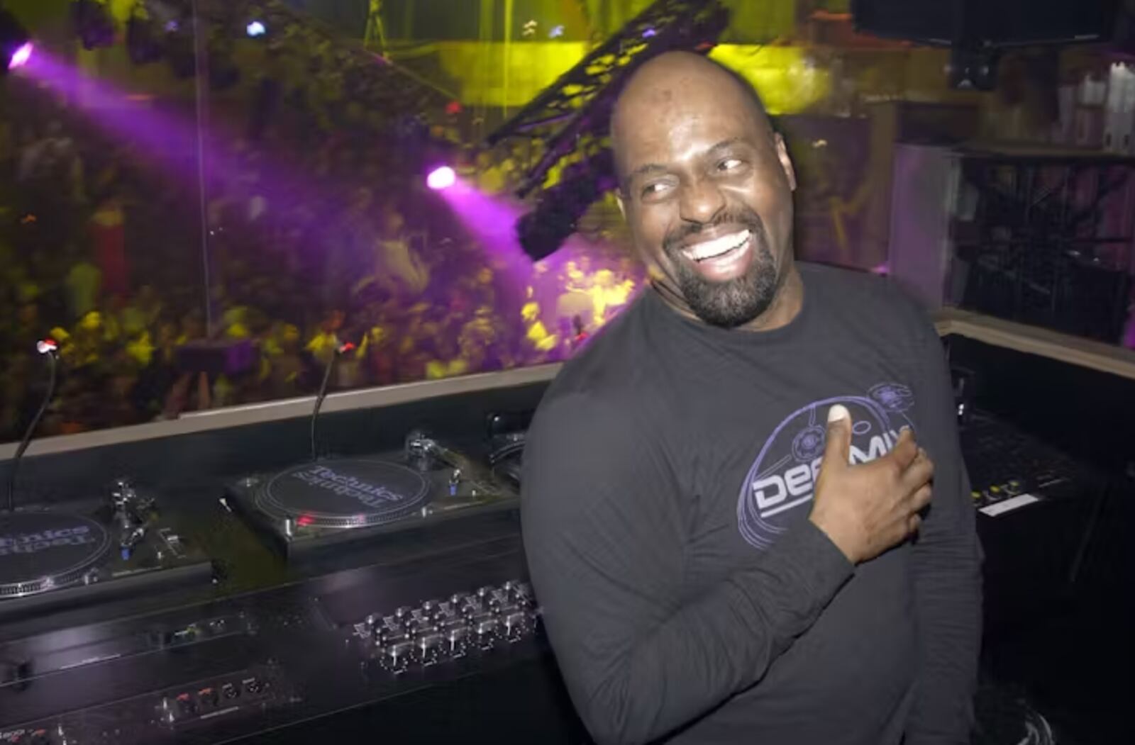 Frankie Knuckles in the DJ booth at Crobar in New York in 2003. JEMAL COUNTESS/ WIREIMAGE