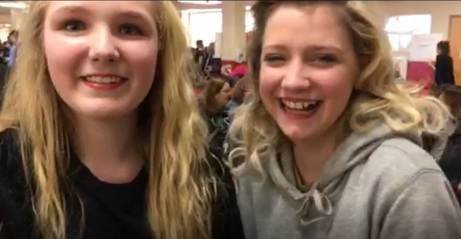 Ashley Anderson, left, and Anna Dollenmeyer of Hamilton Middle School enjoyed giving the performance with their Show Choir, Cutting Edge, at Fairfield High School on Saturday. They especially liked the dancing. MIKE RUTLEDGE/STAFF