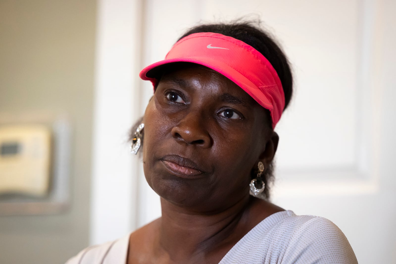 Mary Burks pauses while calling out officials for their lack of action during an interview at Commons of Grace Senior on Wednesday, Sept. 25, 2024, in Houston. (AP Photo / Annie Mulligan)