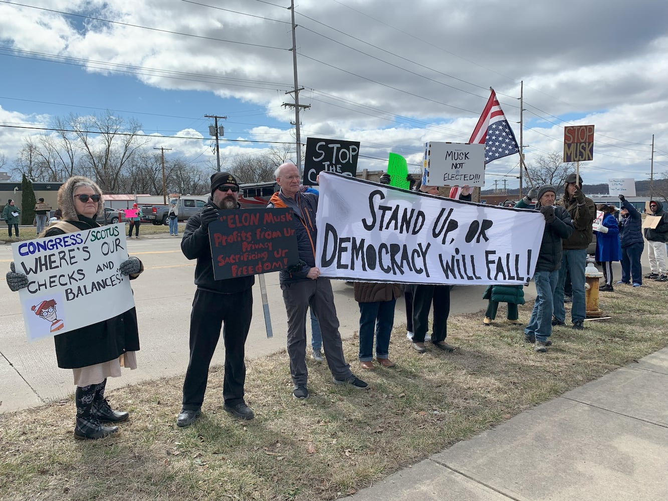 Tesla protest Moraine 2025