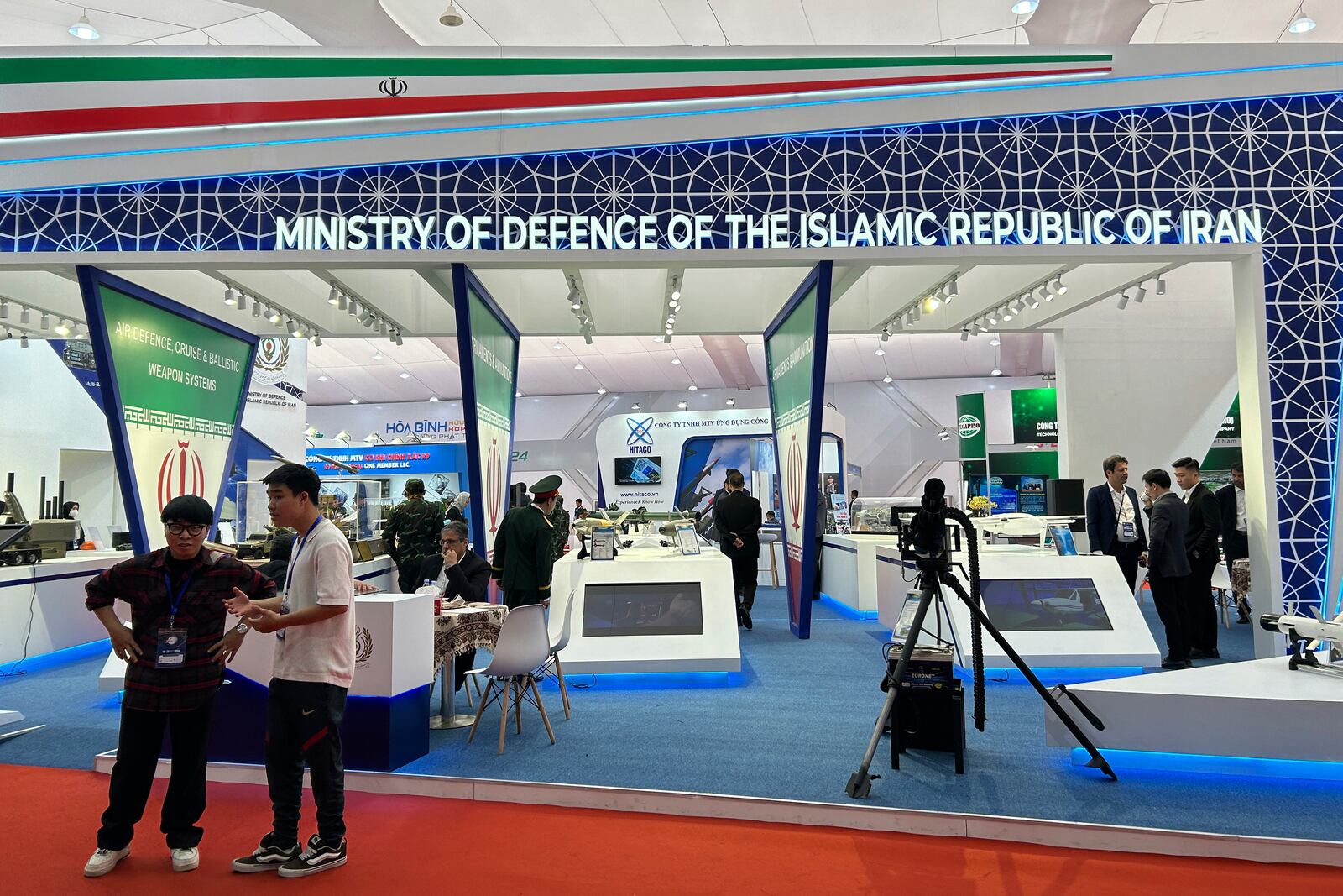 Iran's Defense ministry pavilion at the Vietnam International Defense Expo held in Hanoi, Vietnam, Thursday, Dec.19, 2024. (AP Photo/Aniruddha Ghosal)