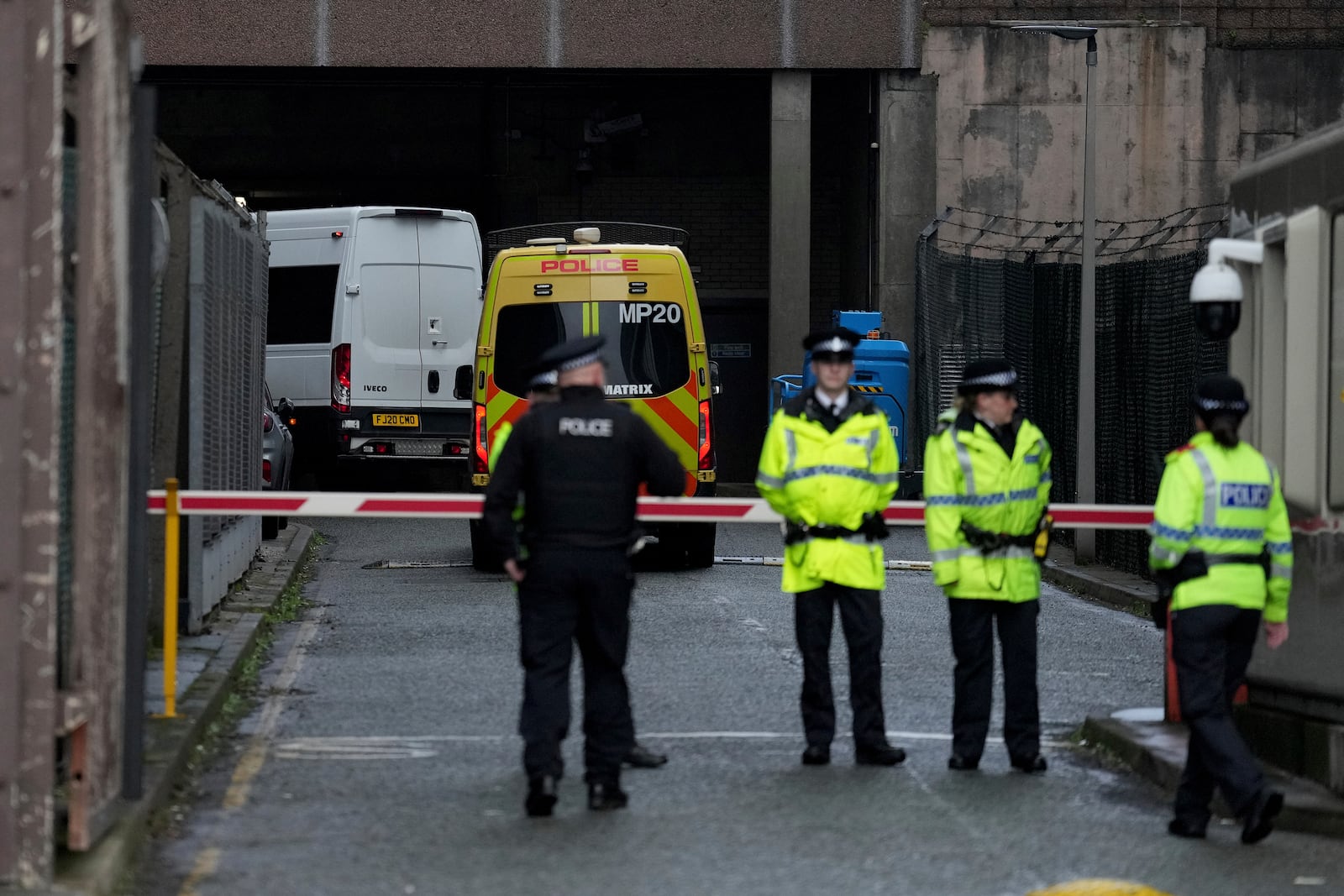 A prison van believed to contain Axel Rudakubana arrives at Liverpool Crown Court in Liverpool, England, Monday, Jan. 20, 2025 where Rudakubana is charged with killing three girls and wounding 10 other people in a stabbing rampage at a Taylor Swift-themed dance class in England last summer.(AP Photo/Jon Super)