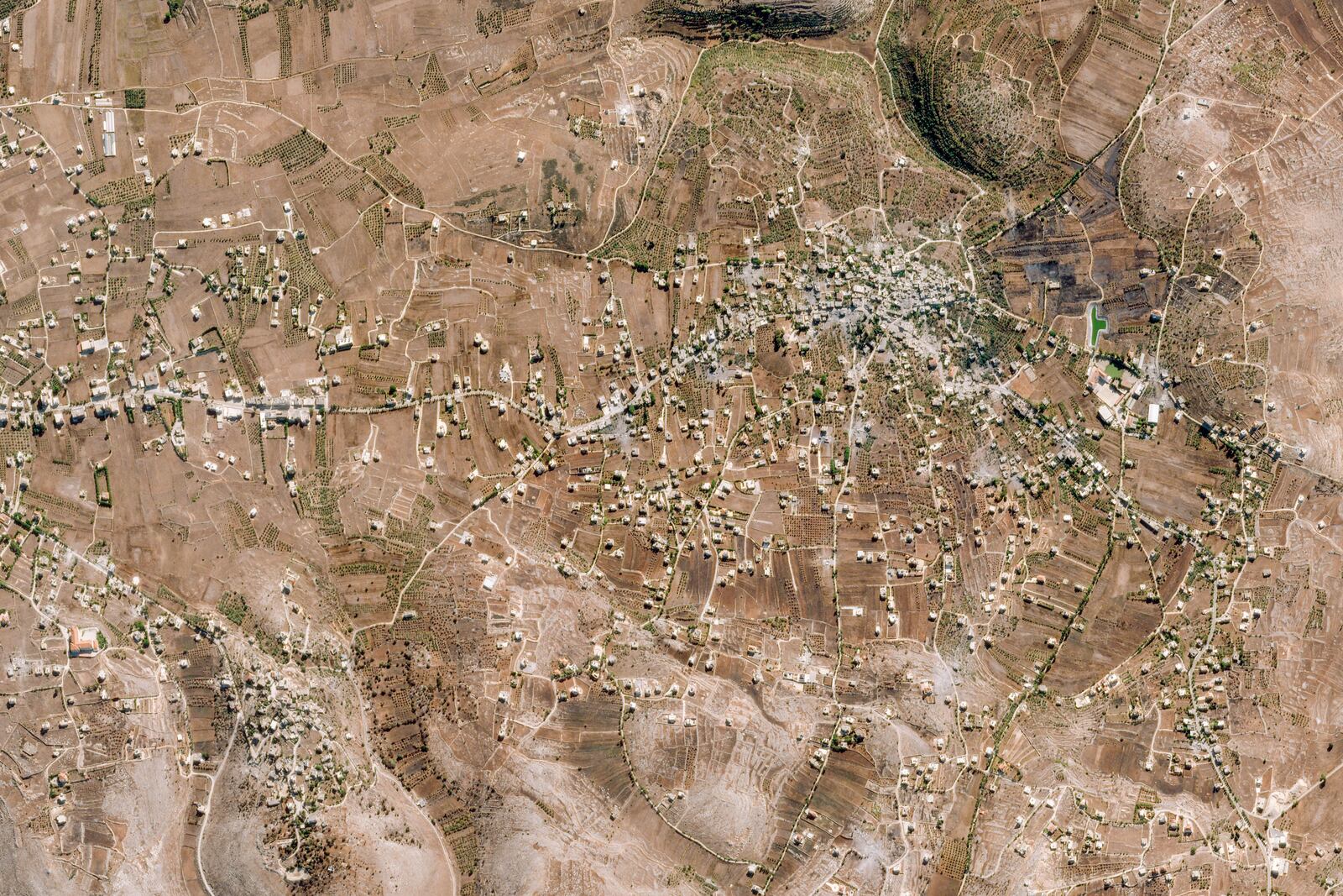 This Sept. 26, 2024, satellite image from Planet Labs PBC shows the village of Blida in southern Lebanon. (Planet Labs PBC via AP)