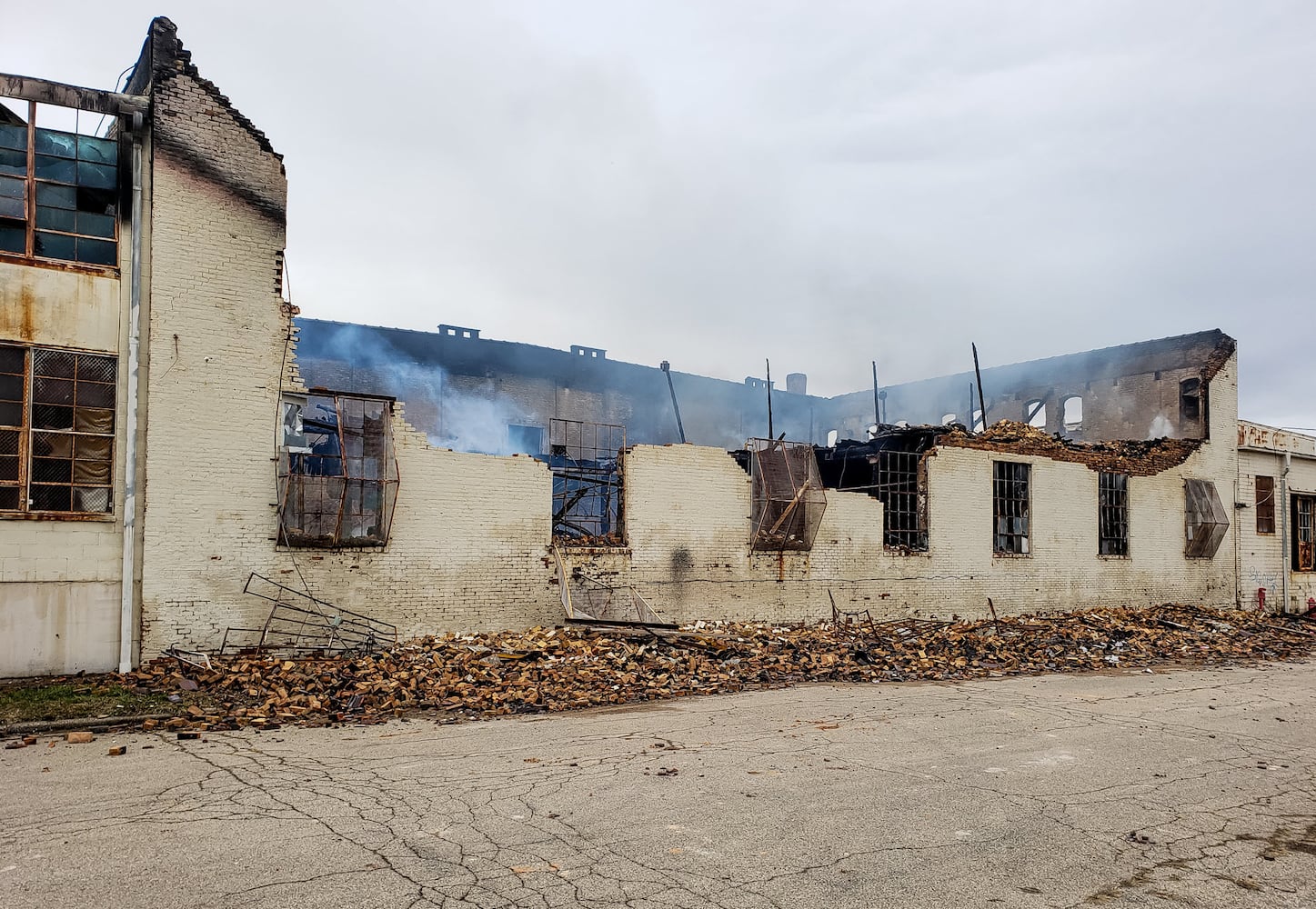 Aftermath of vacant warehouse fire in Middletown