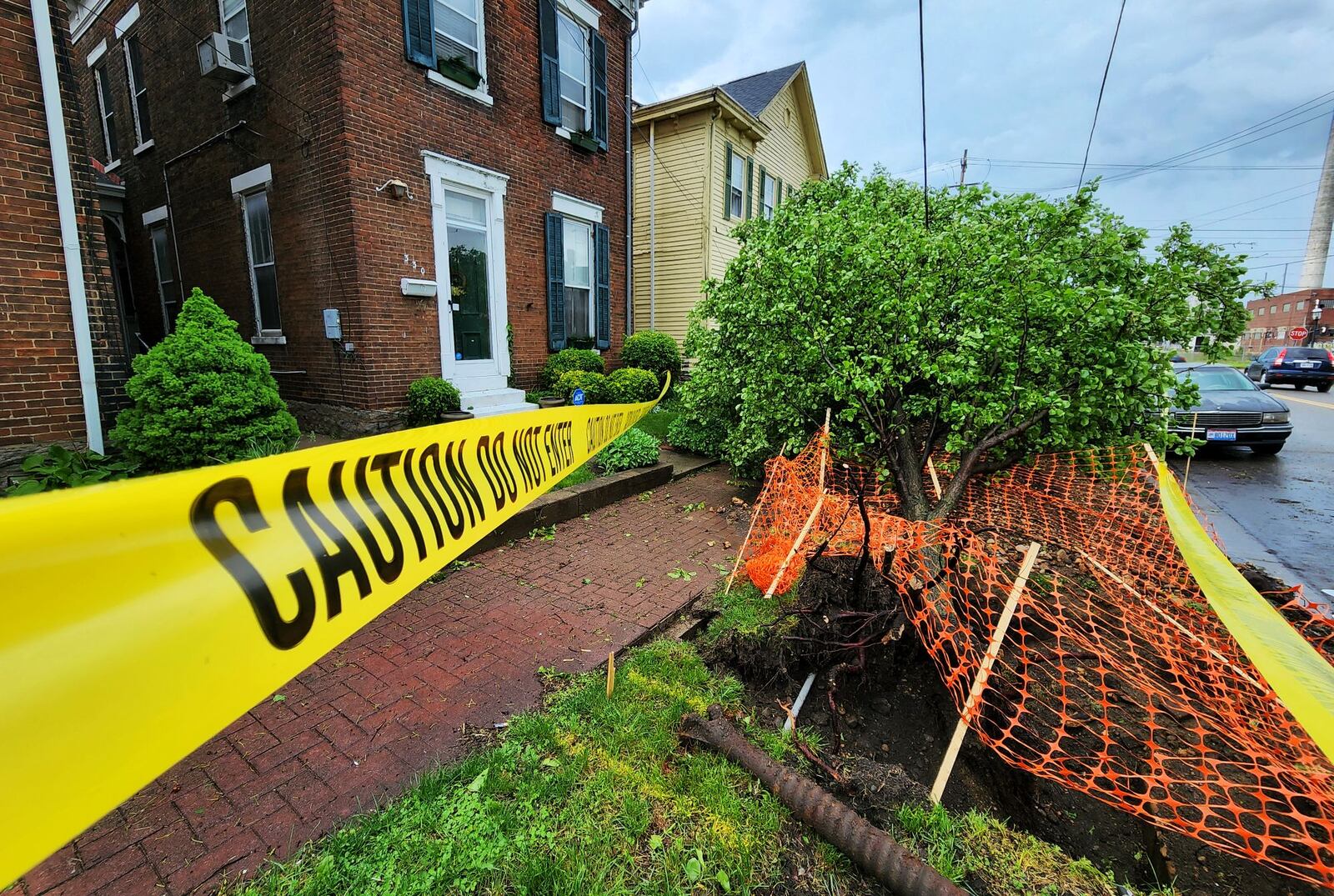 Trees down on Buckeye Street in Hamilton. NICK GRAHAM / STAFF