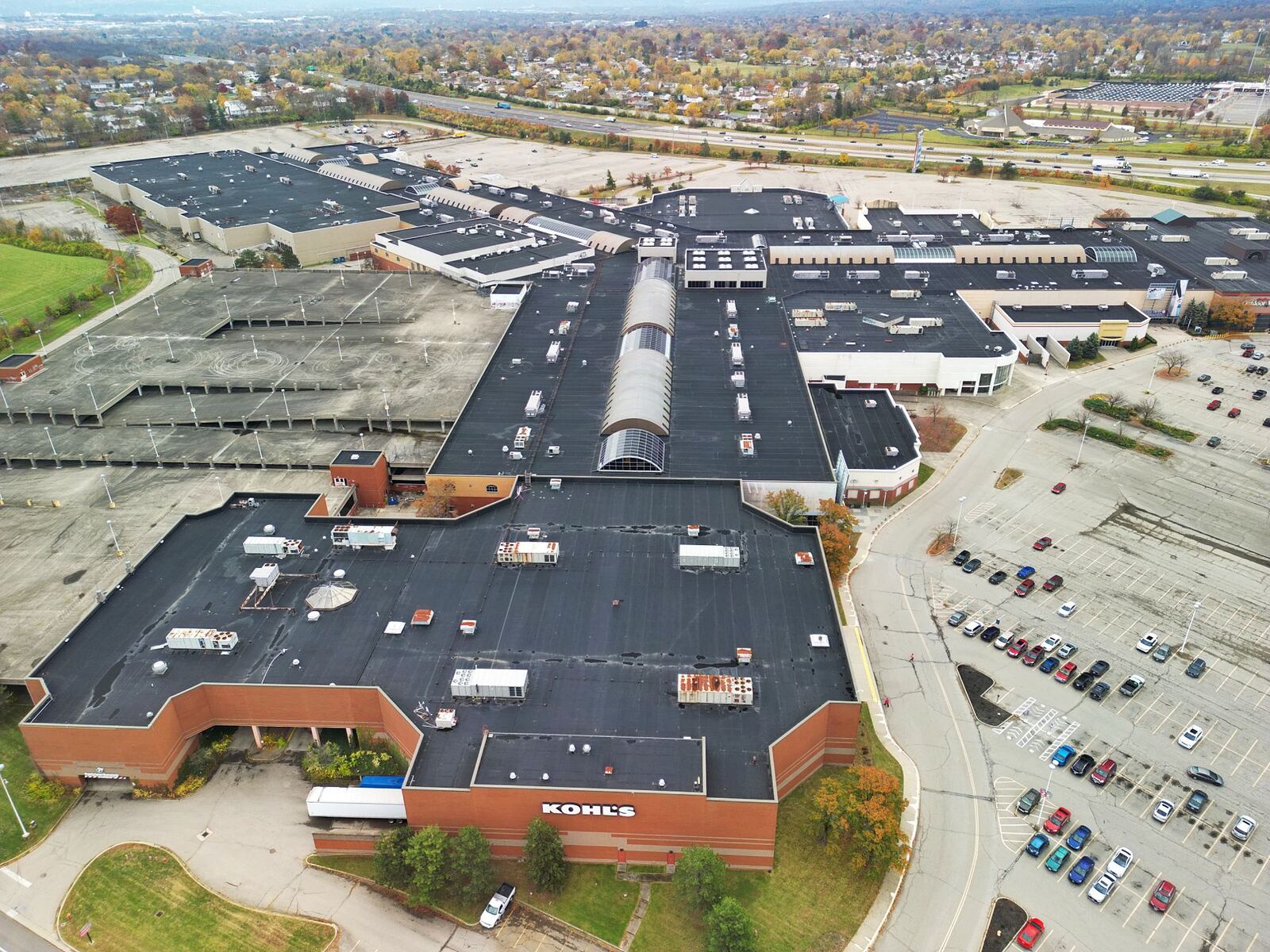 Pictured are areal photos of Forest Fair Village (formerly Cincinnati Mall, Cincinnati Mills, and Forest Fair Mall) on Oct. 31, 2022. There is a plan to demolish most of the mall that straddles the Butler and Hamilton county border. The state just offered the Butler County Landbank $8.7 million for 51 projects, and the lion's share of that money is earmarked for the mall's demolition. NICK GRAHAM/STAFF