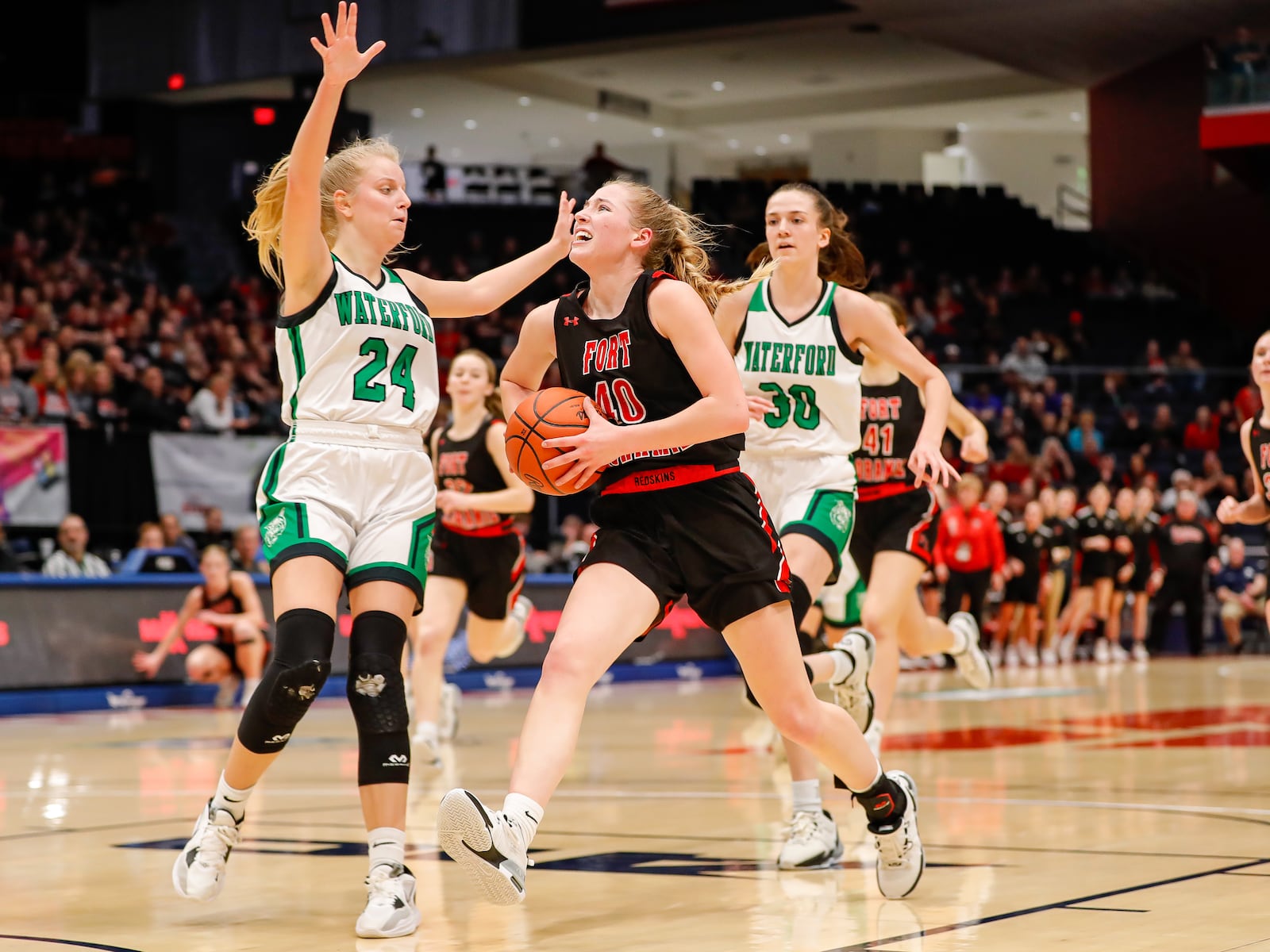 The Fort Loramie High School girls basketball team defeated Waterford in the Division IV state championship game at UD Arena on March 16, 2024. Michael Cooper/CONTRIBUTED