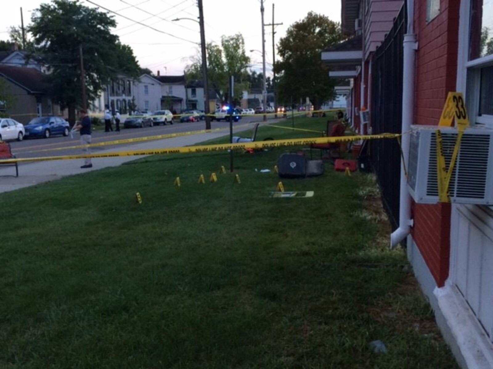 The scene Wednesday evening after Hamilton police were dispatched to the 800 block of South Front Street just after 6:30 p.m. on a report of multiple shots fired. PROVIDED