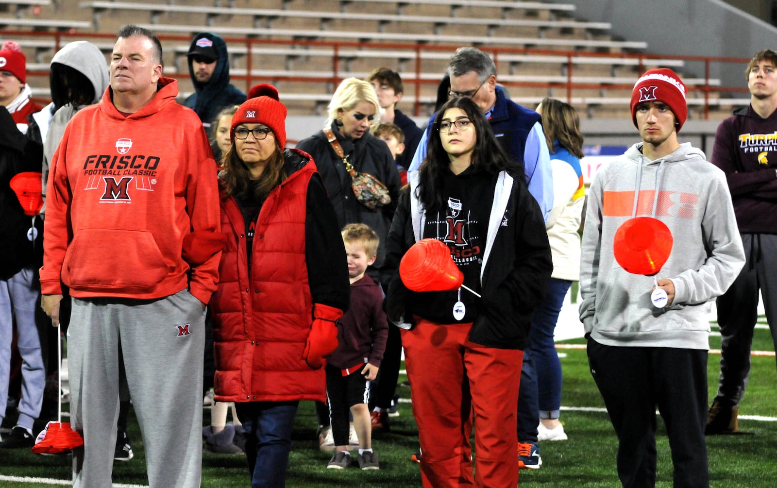 Miami University's athletic community hosted its annual "Light the Night" at Yager Stadium on Thursday, Oct. 20. The event raises funds to fight Leukemia and Lymphoma while raising awareness about the disease. Redhawk team members, coaches, Leukemia survivors, their families and friends carried lanterns around the stadium to honor survivors, current patients and those who had died from the disease. DAVID A. MOODIE/CONTRIBUTING PHOTOGRAPHER