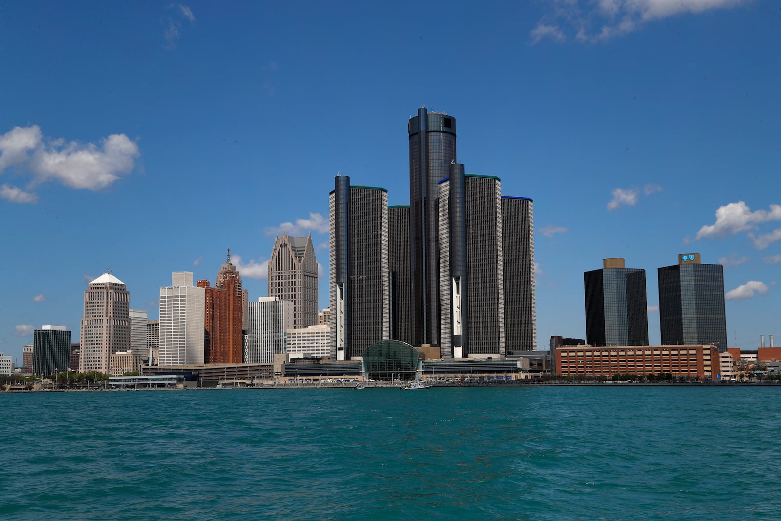 FILE - The Detroit skyline is seen, May 12, 2020, in Detroit. (AP Photo/Paul Sancya, File)