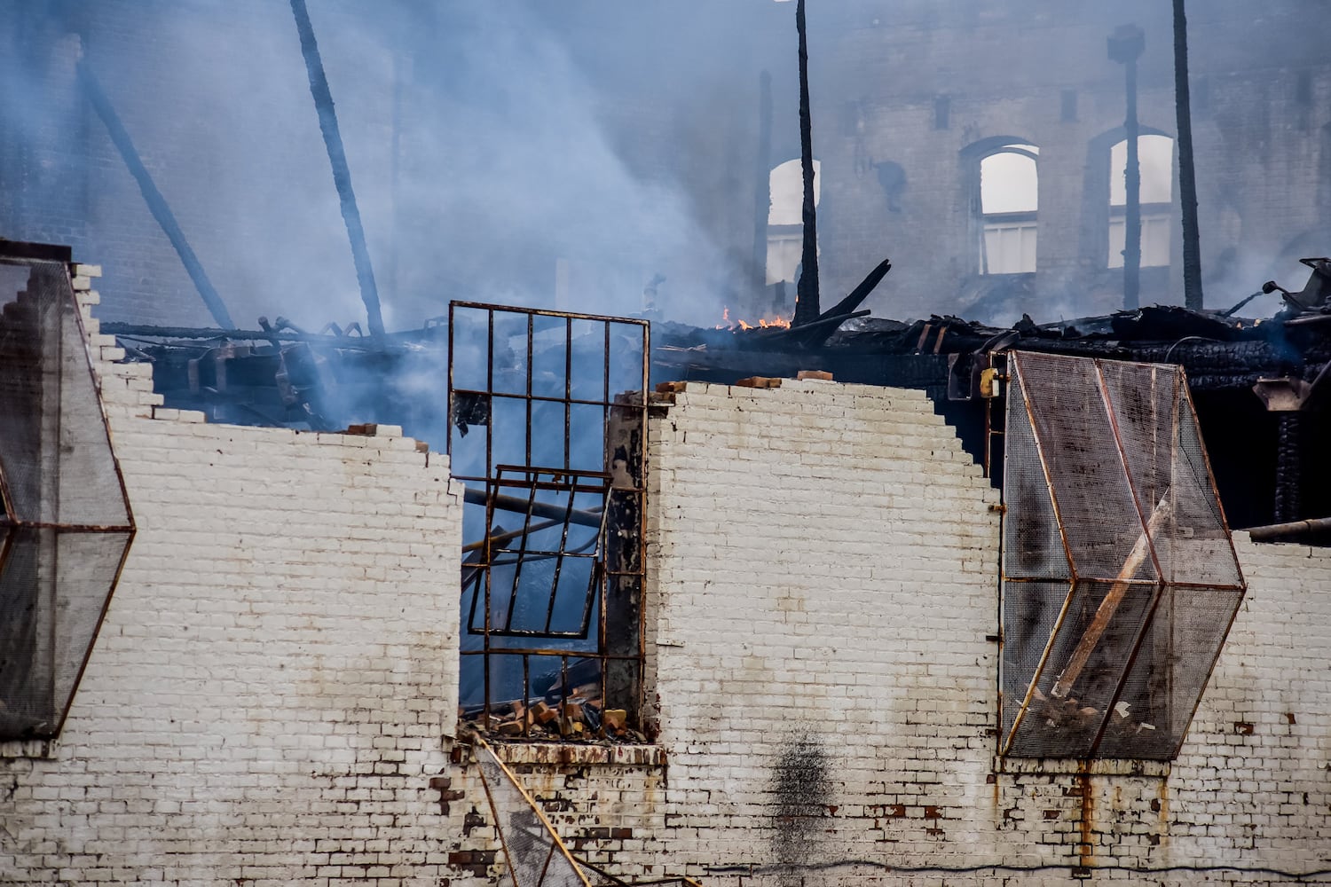 Aftermath of vacant warehouse fire in Middletown