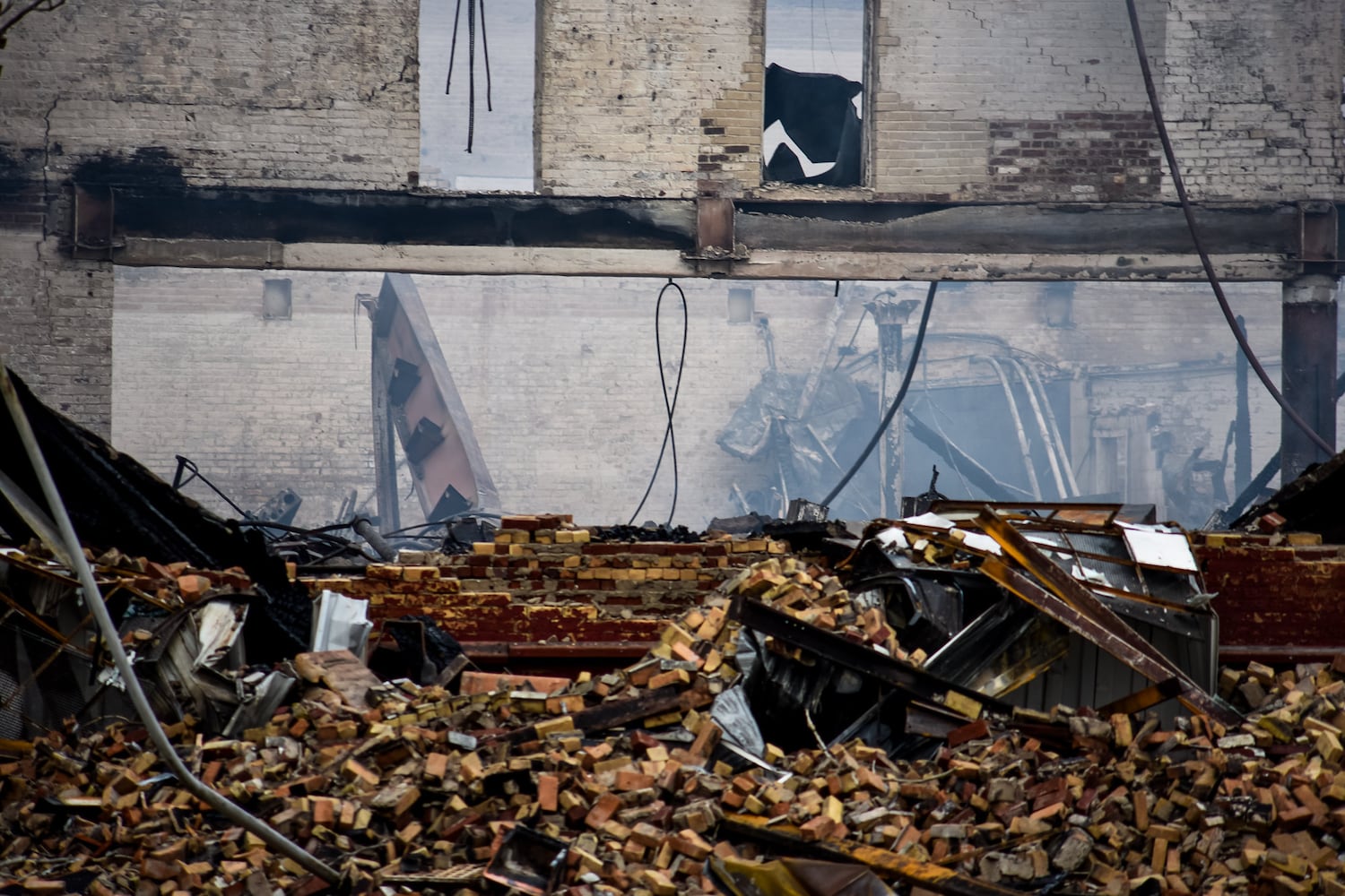 Aftermath of vacant warehouse fire in Middletown