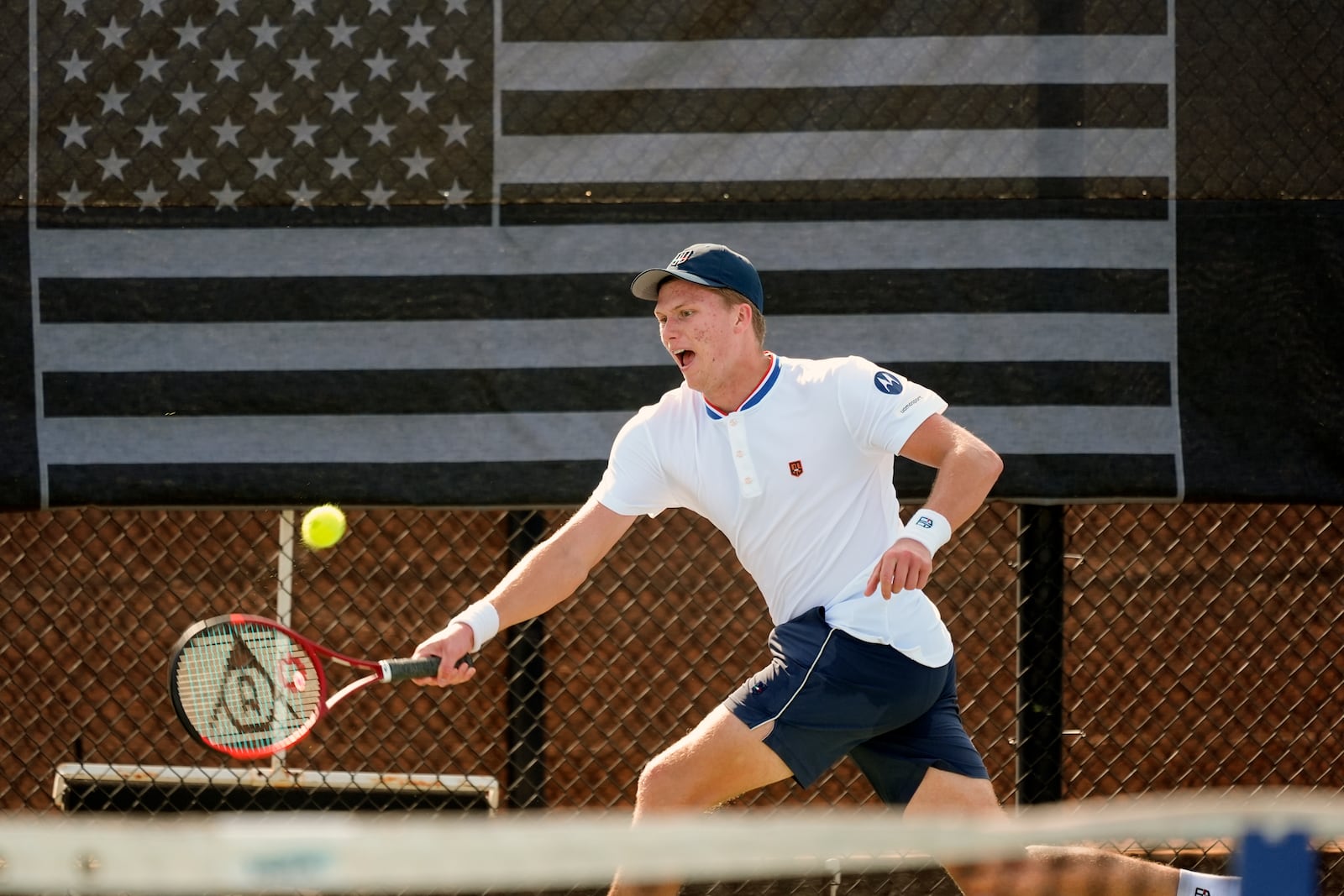 Tennis player Jenson Brooksby practices at the USTA national campus Tuesday, Dec. 10, 2024, in Orlando, Fla. (AP Photo/John Raoux)