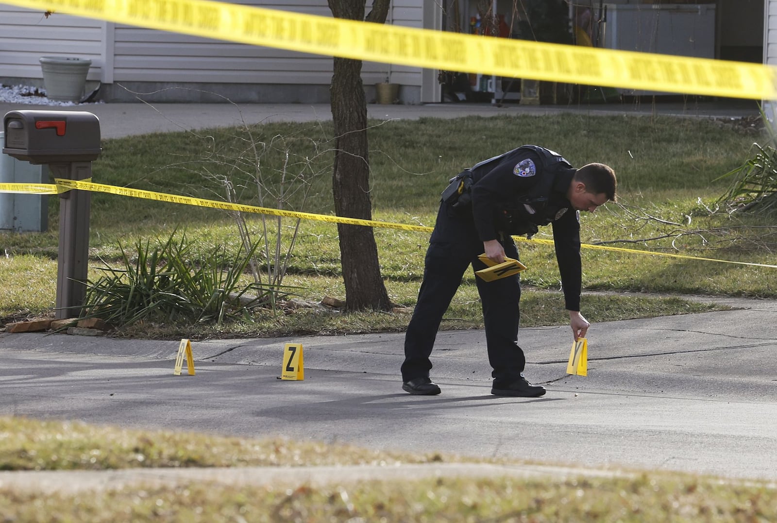 A woman was shot at a home on Vonnie Vale Court Wed., Feb. 15, 2023 in Fairfield Twp. Police were searching for a suspect after the call came in for help just before 4 p.m. NICK GRAHAM/STAFF