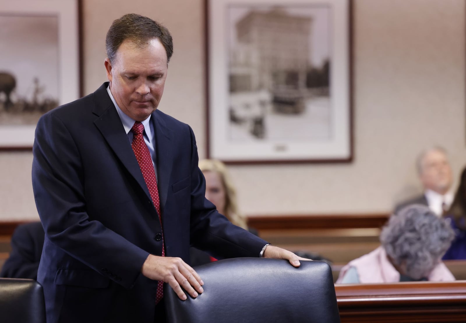 Butler County Auditor Roger Reynolds (pictured) appeared for arraignment on criminal charges in front of visiting Judge Daniel Hogan in Butler County Common Pleas Court Thursday, Feb. 24, 2022 in Hamilton. Reynolds pleaded not guilty to all charges including bribery, two counts of unlawful interest in a public contract and misdemeanor charges of unlawful use of authority and conflict of interest. The charges stem from allegations that Reynolds used his public office to further his own interests. NICK GRAHAM/STAFF