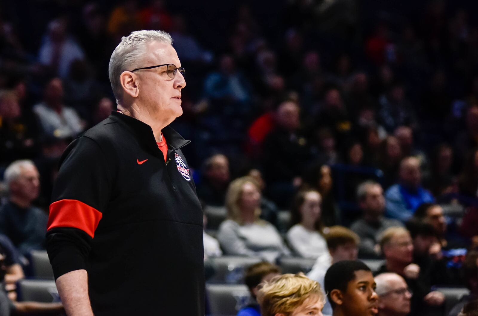 Lakota West head boys basketball coach Jim Leon. Centerville defeated Lakota West 48-40 in their Division I District basketball final Sunday, March 8, 2020 at Xavier University's Cintas Center. NICK GRAHAM / STAFF