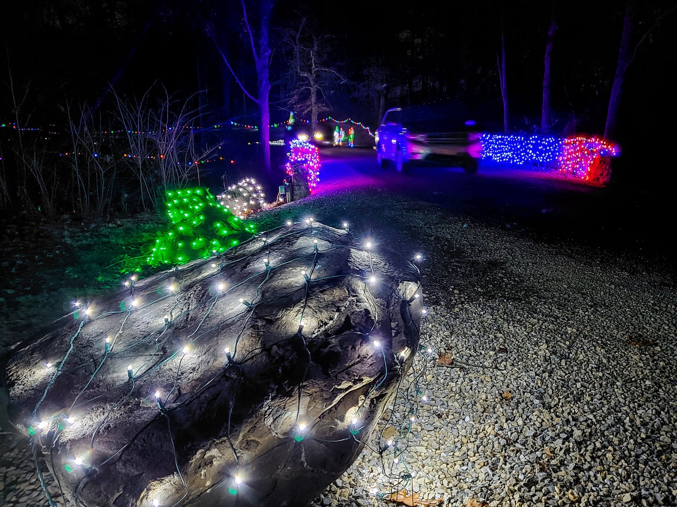 Fort Saint Clair Whispering Christmas light display in Eaton