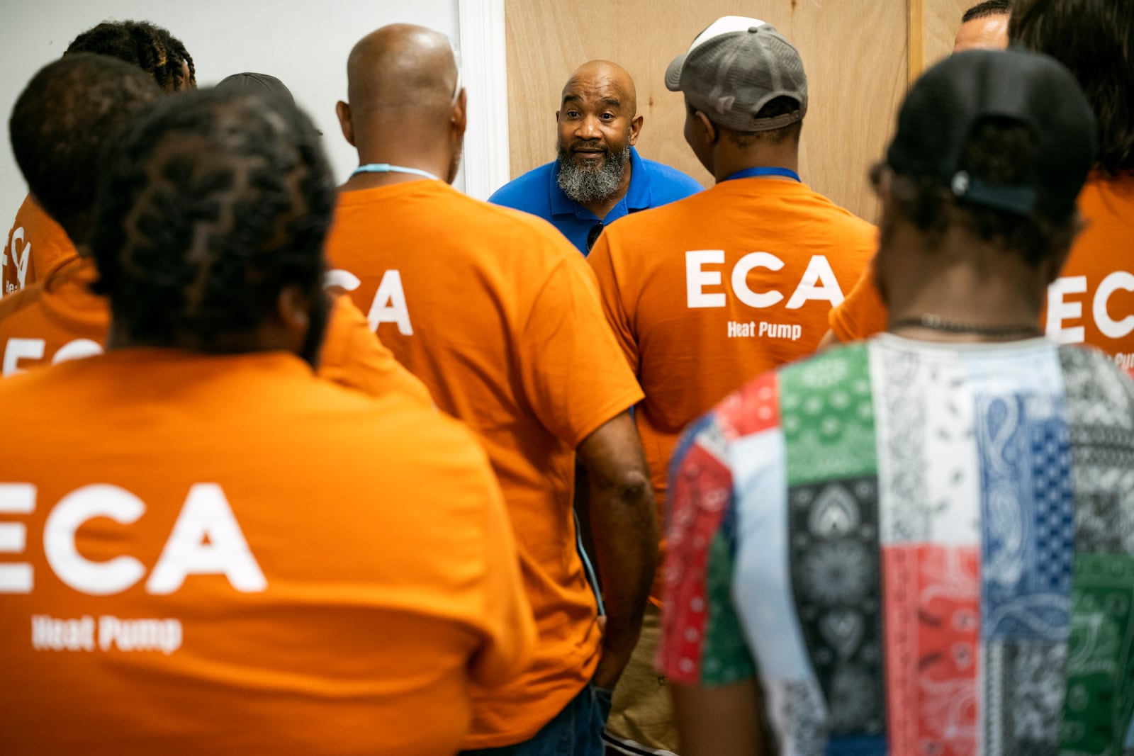 Jackie Robinson, an instructor at the Energy Coordinating Agency, a nonprofit focused in part on energy equity, teaches a class at the facility on Tuesday, July 2, 2024, in Philadelphia. (AP Photo/Joe Lamberti)