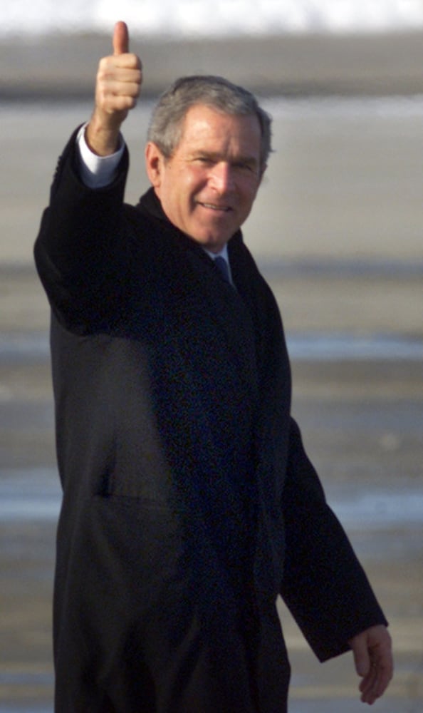 President George W. Bush signing No Child Left Behind Act at Hamilton High School Jan. 8, 2002.