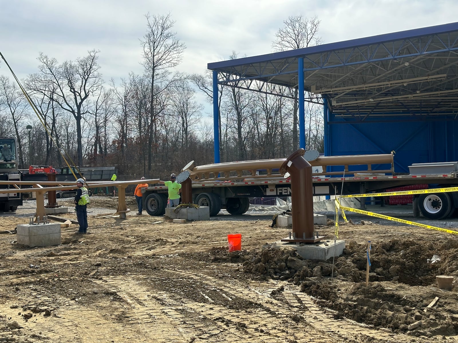 Kings Island installs the Snoopy Soap Box Racers roller coaster in February 2024. CONTRIBUTED