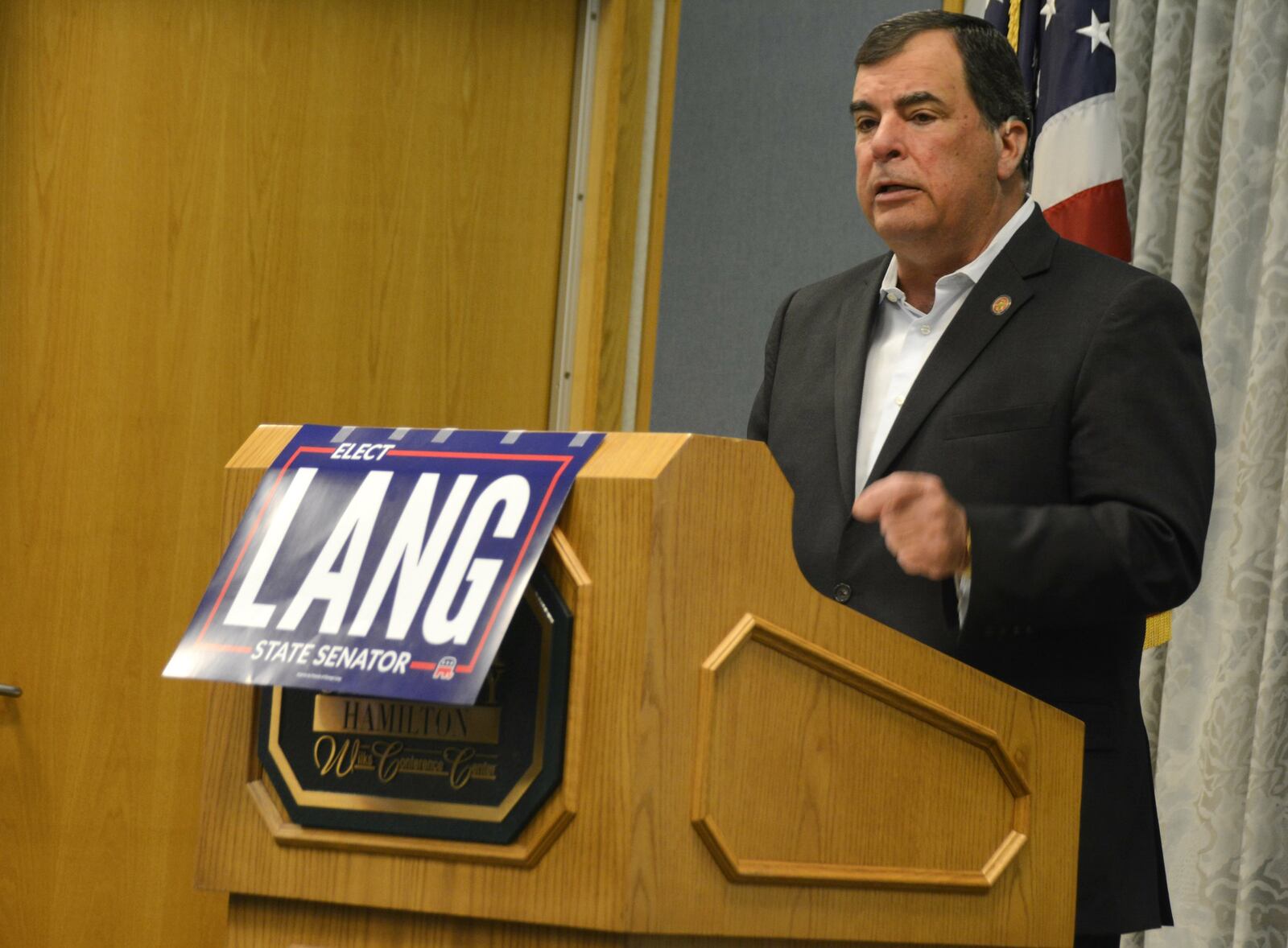 Ohio Rep. George Lang, R-West Chester Twp., announced on Monday, July 15, 2019, at the Wilks Conference Center at the Miami University Regionals campus in Hamilton he would run for Ohio Senate. MICHAEL D. PITMAN/STAFF