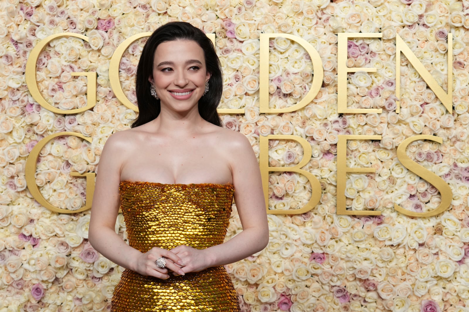 Mikey Madison arrives at the 82nd Golden Globes on Sunday, Jan. 5, 2025, at the Beverly Hilton in Beverly Hills, Calif. (Photo by Jordan Strauss/Invision/AP)