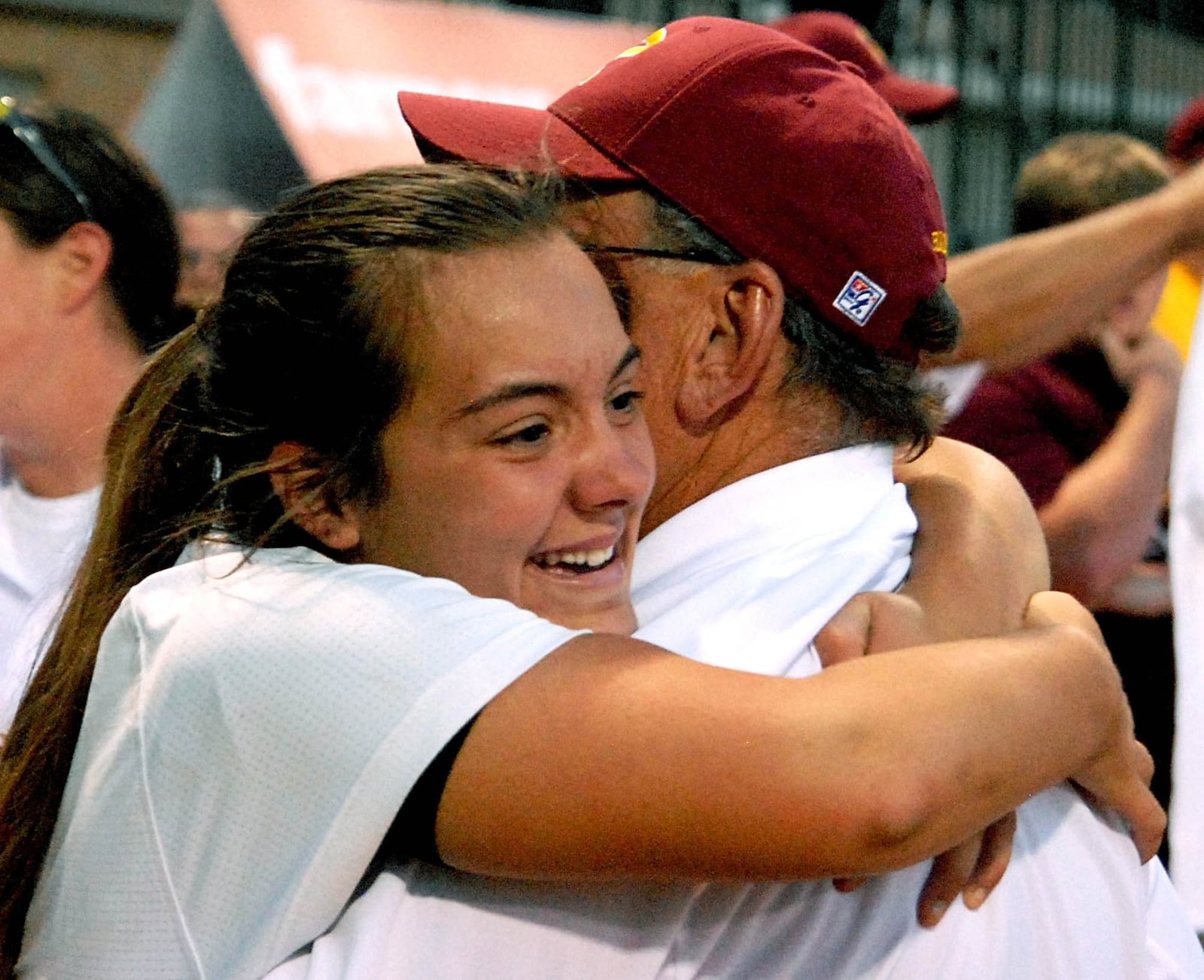 Ross High School senior catcher Nell Wilson shows the emotion of winning the Division II state softball championship June 6, 2009, after the Rams beat Bellville Clear Fork 4-2 at Firestone Stadium in Akron. CONTRIBUTED PHOTO BY DAVID A. MOODIE