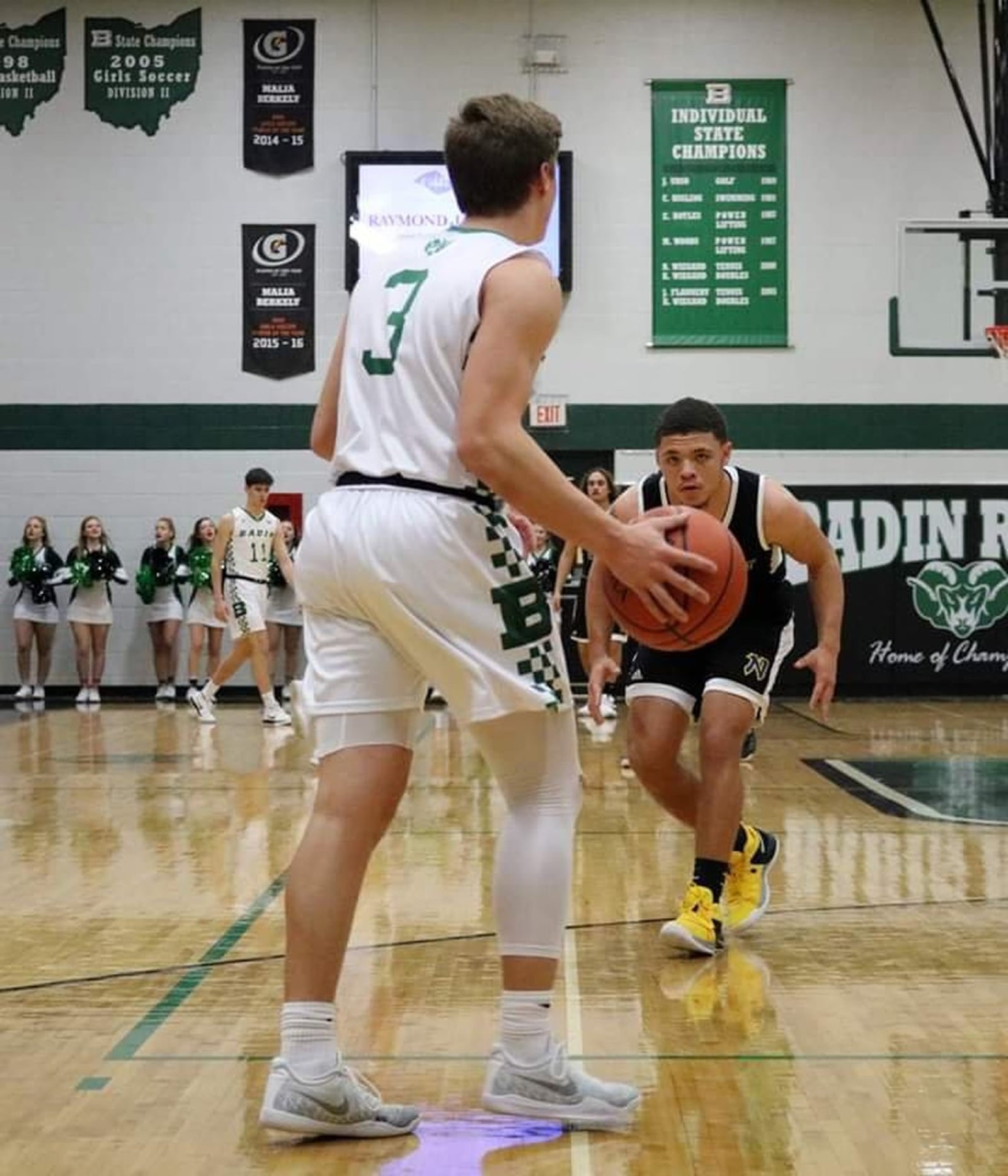 Badin’s Nathan Hegemann (3) is guarded by Northwest’s Isaiah Loveless (2) during Tuesday night’s game at Mulcahey Gym in Hamilton. Badin won 70-52. CONTRIBUTED PHOTO BY TERRI ADAMS