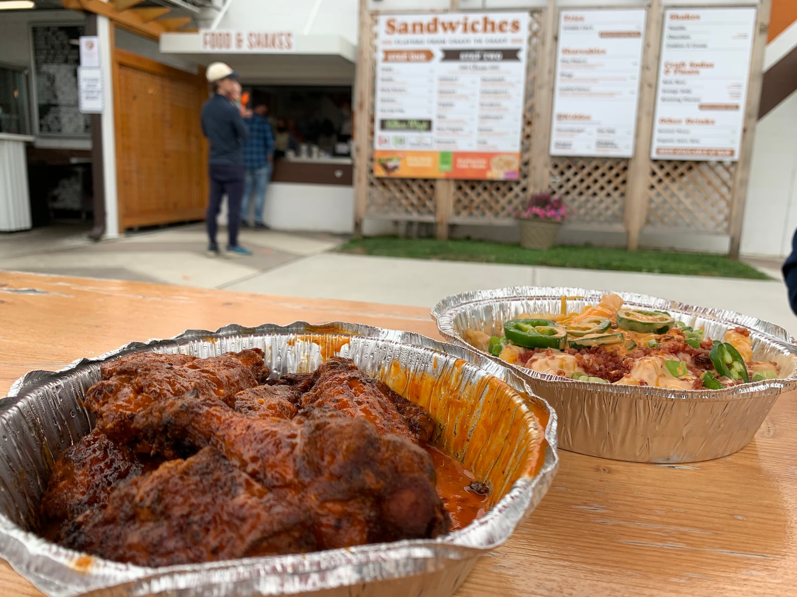 Wings and loaded fried at 50 West Brewery in Cincinnati