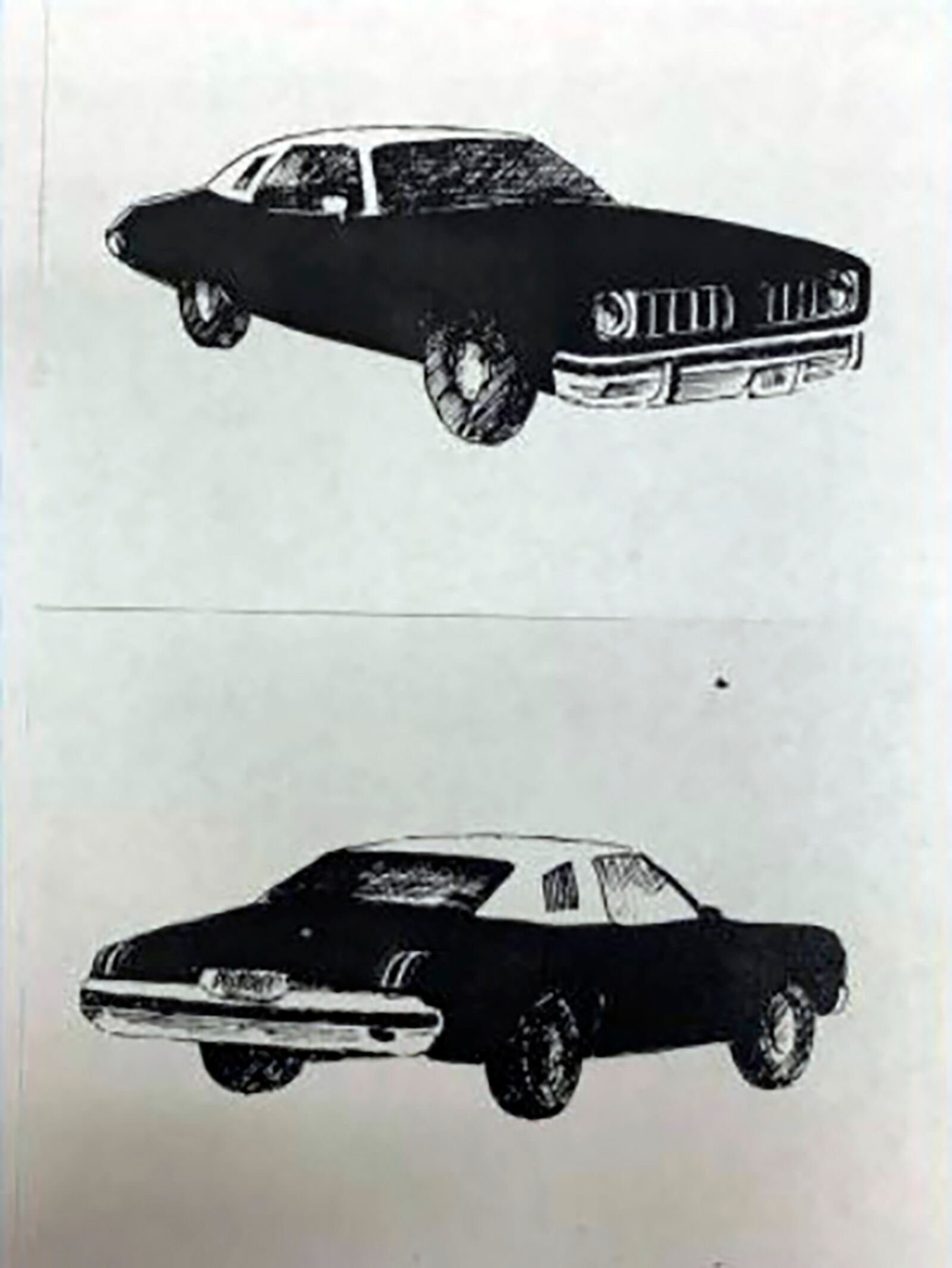 This image provided by the Honolulu Police Department shows sketches of a possible suspect vehicle, described by witnesses as a 1974 or 1975 Pontiac Lemans with louvered rear windows, maroon bottom, and white vinyl top, involved in the killing of 16-year-old student Dawn Momohara in Honolulu. (Honolulu Police Department via AP)