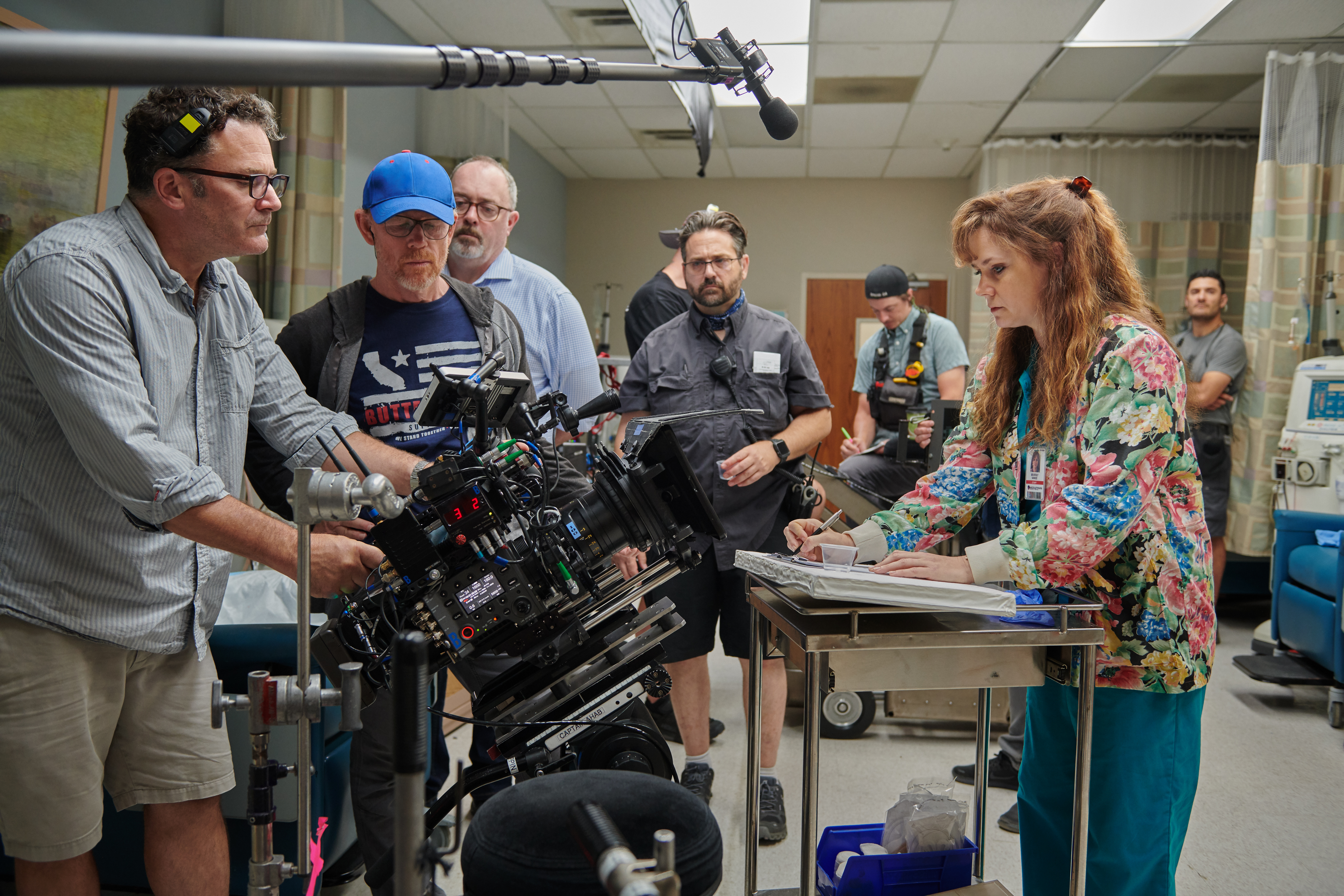 Behind the scenes during the filming of  "Hillbilly Elegy," Amy Adams, right, is being filmed by B-camera operator Tom Lappin as Ron Howard, center, directs the scene. The movie, which was released Nov. 24, was filmed in Georgia and in Middletown during the summer of 2019. CONTRIBUTED/NETFLIX