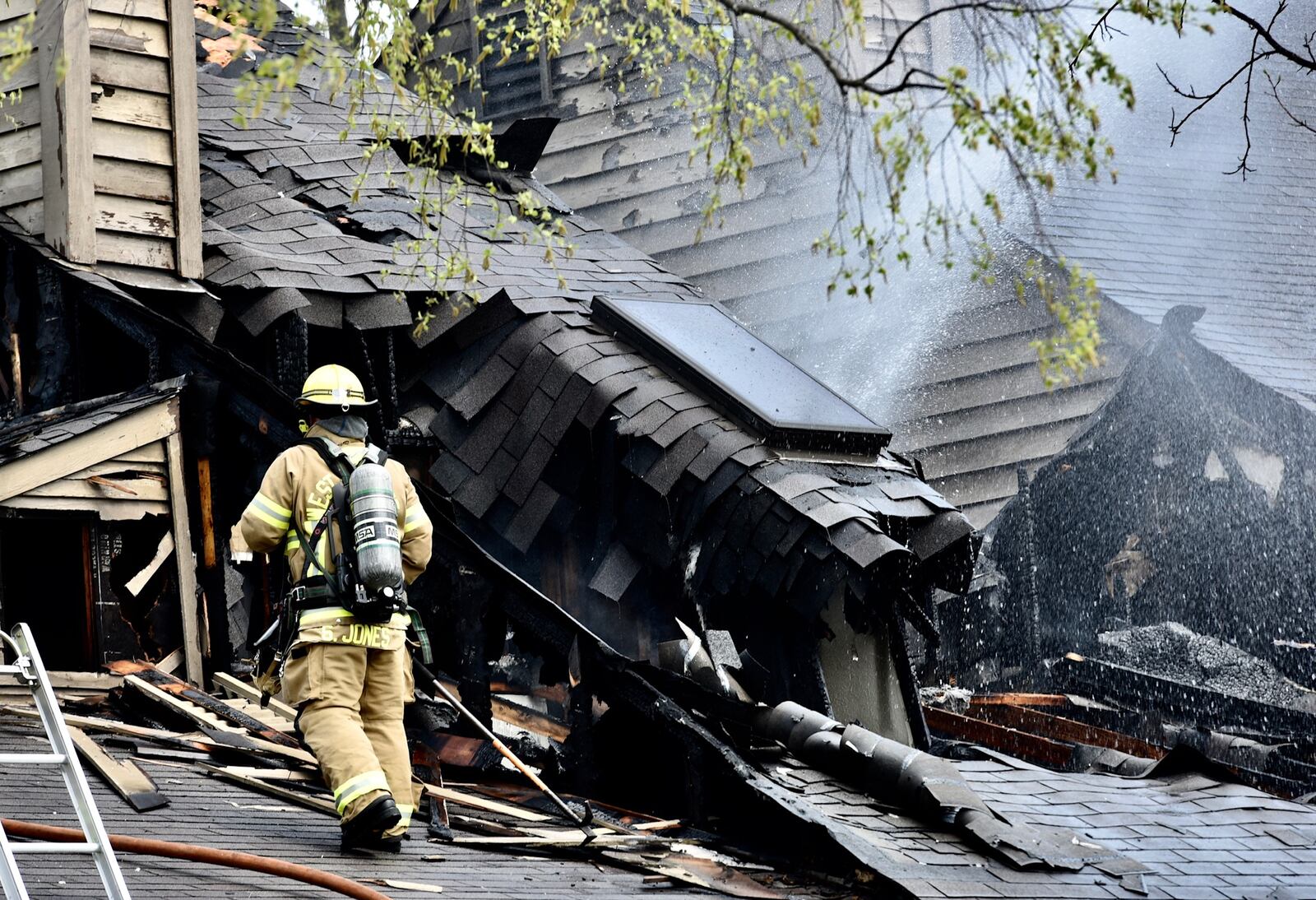 Crews responded to a fire in the 7400 block of Easton Road in West Chester Twp. on Thursday, April 18, 2019. NICK GRAHAM / STAFF