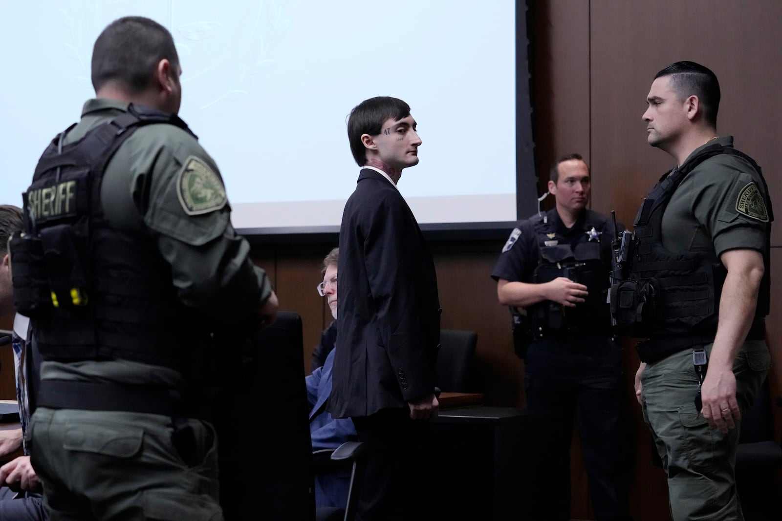 Robert E. Crimo III leaves after he pleads guilty to Highland Park parade shooting in Judge Victoria A. Rossetti's courtroom in Waukegan, Ill., Monday, March 3, 2025. (AP Photo/Nam Y. Huh, Pool)