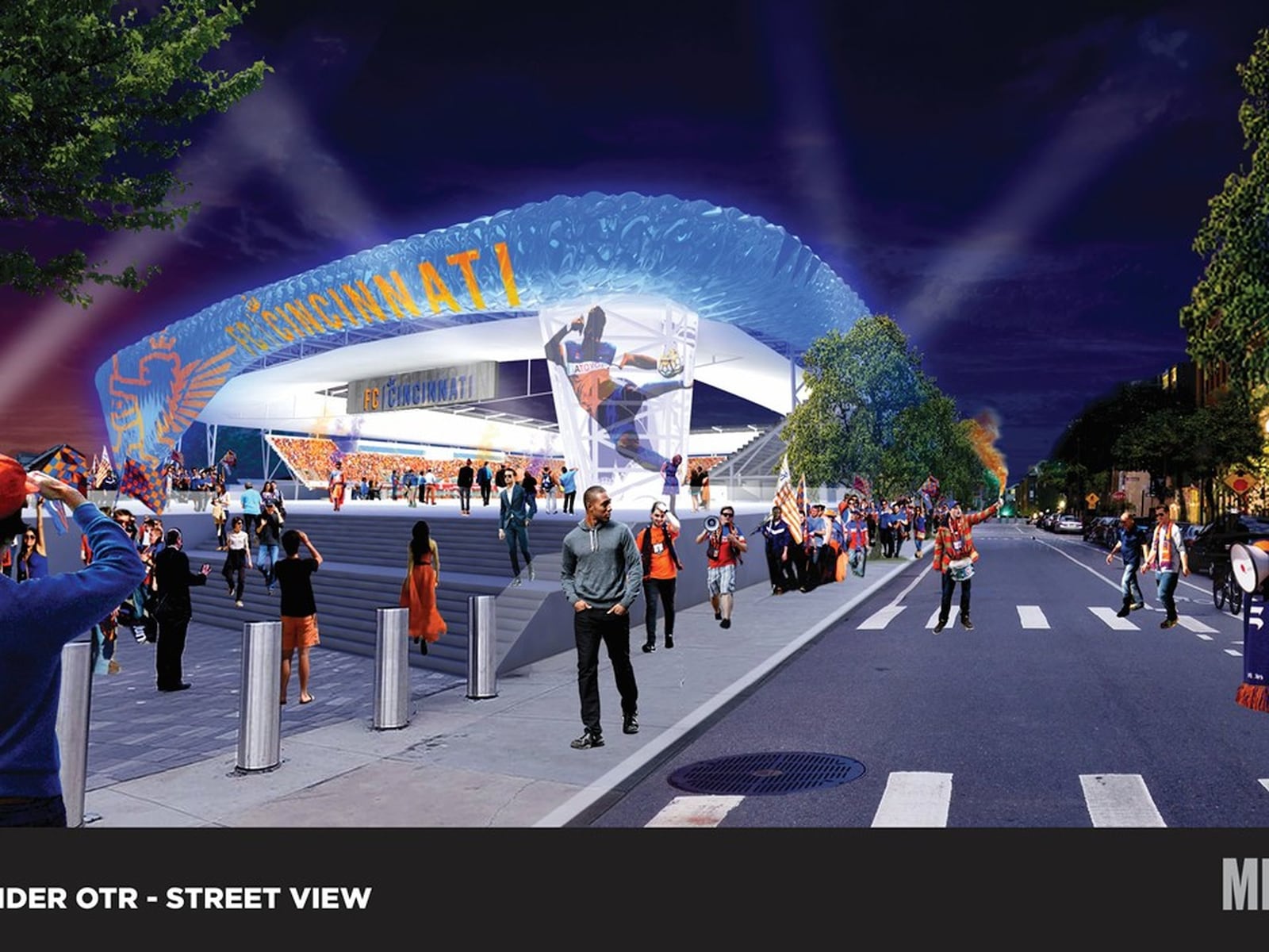 An artist rendering of the proposed FC Cincinnati stadium. CONTRIBUTED