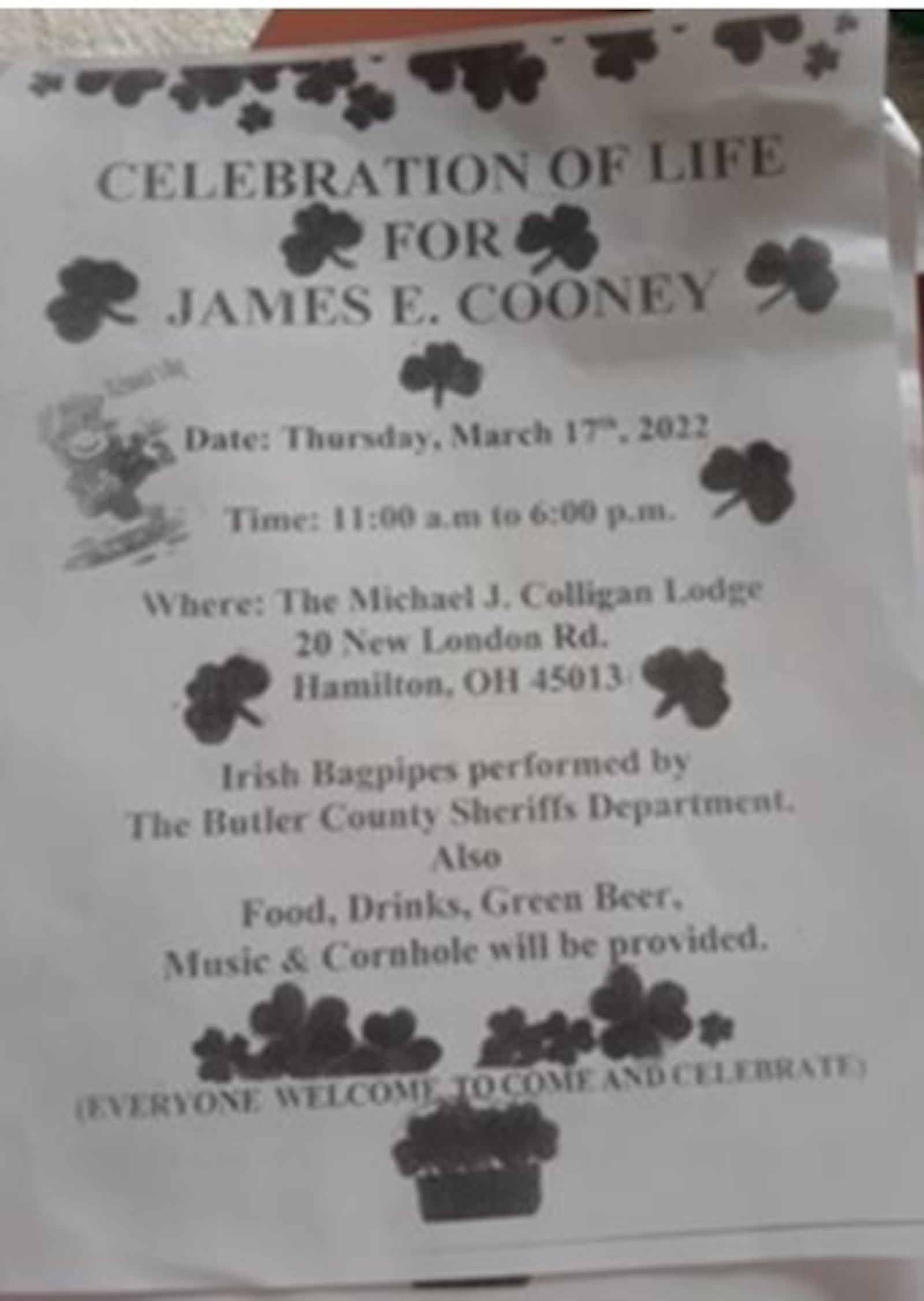 Celebration of life planned for longtime, Irish proud Hamilton attorney James Cooney who died in January. SUBMITTED