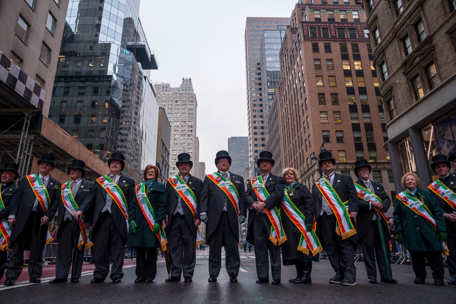 Parade Grand Marshalls pose for a photograph before the 264th New York City Saint Patrick's Day Parade, Monday, March 17, 2025 in New York. (AP Photo/Adam Gray)