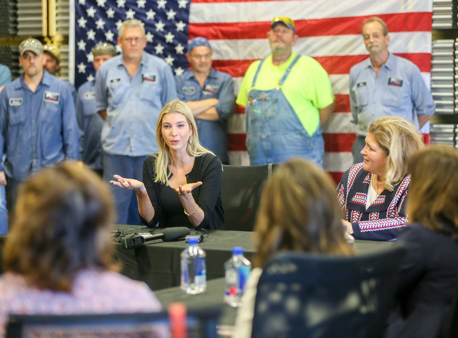 Ivanka Trump sits with area women business leaders after a tour of Middletown Tube Works, Thursday, Oct. 6, 2016. Ivanka is on the campaign trail for her father, GOP presidential nominee Donald Trump. GREG LYNCH / STAFF