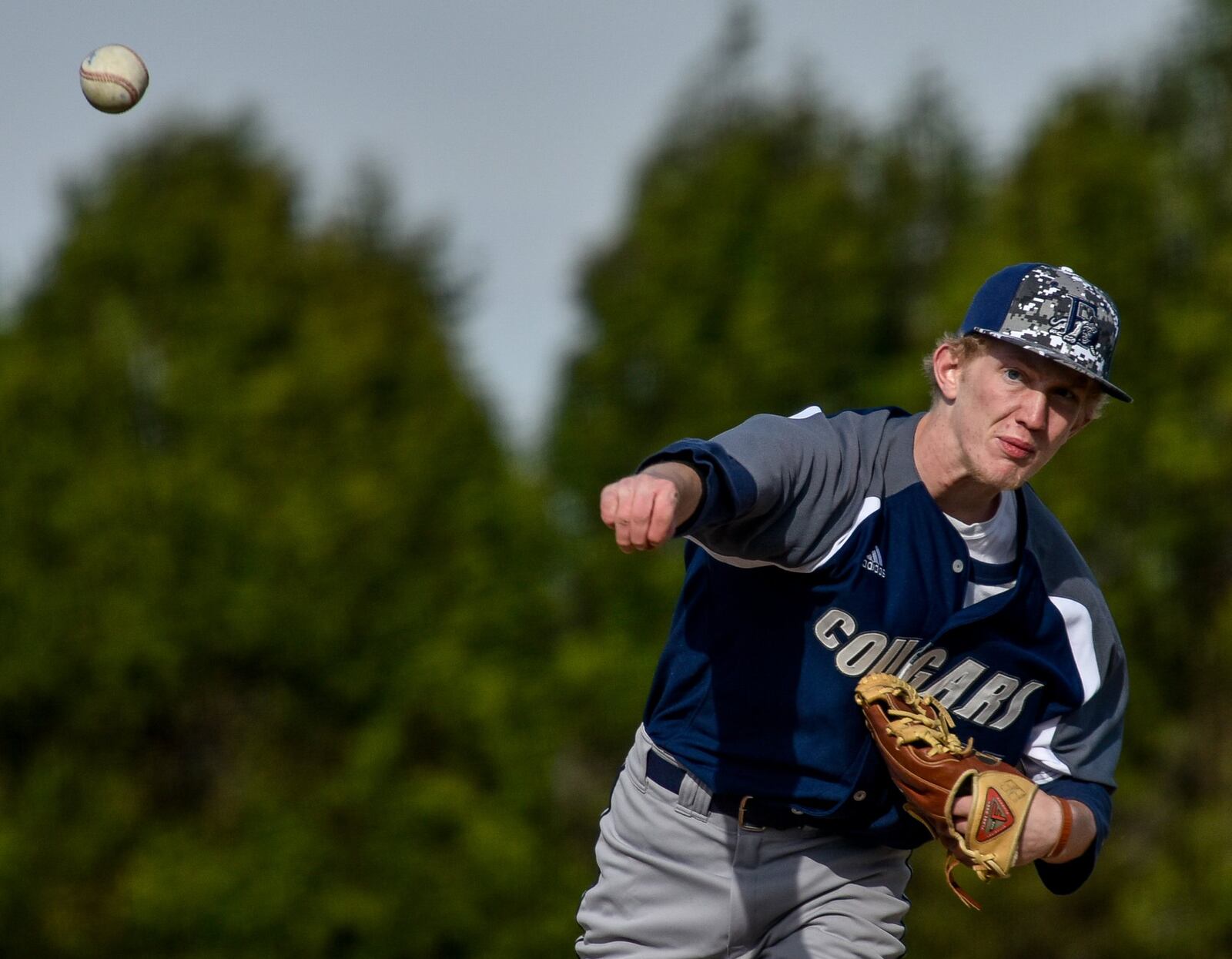 Edgewood’s Ethan McCarty, a recent Ball State University commit, throws a pitch during a 1-0 win over Badin on April 1, 2016, at Alumni Field in Hamilton. NICK GRAHAM/STAFF