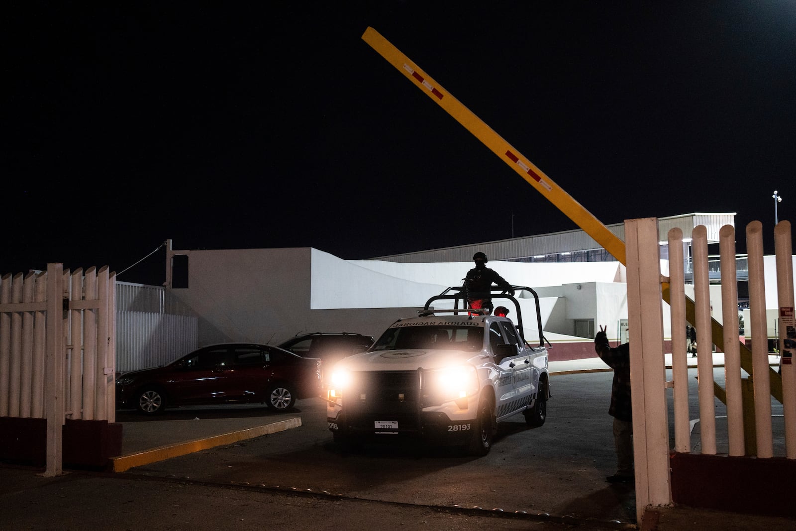 The Mexican National Guard patrols along the El Chaparral bridge in Tijuana, Mexico, Tuesday, Jan. 21, 2025. (AP Photo/Felix Marquez)