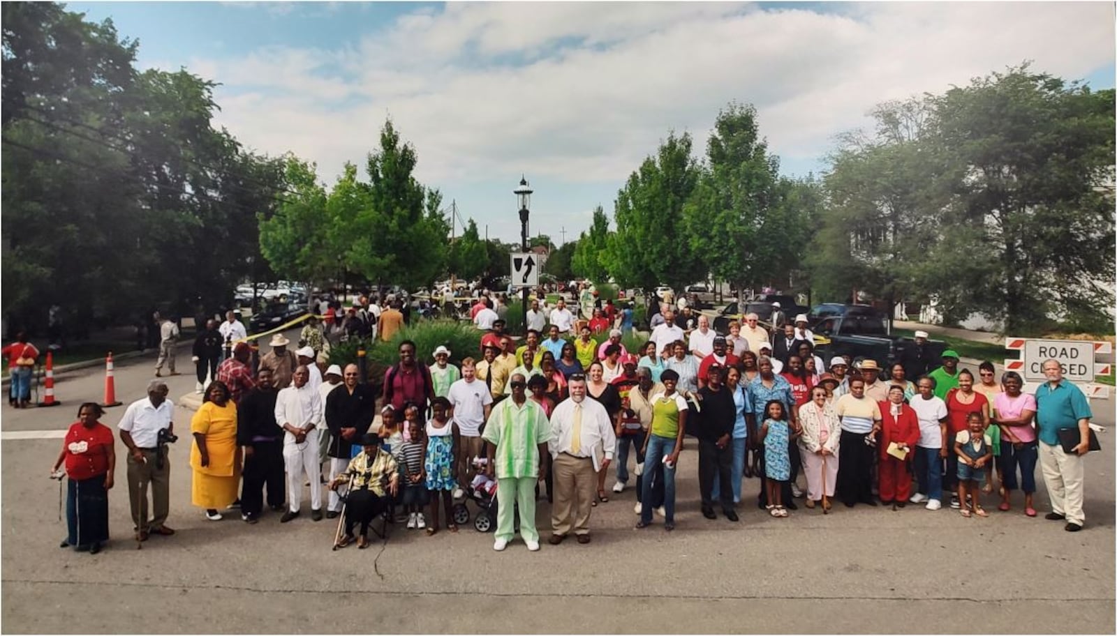 Bob Harris, wearing the light green, and many others at the opening ceremony for Bailey Square, which recognizes people of accomplishment from Hamilton's Second Ward neighborhood. PROVIDED