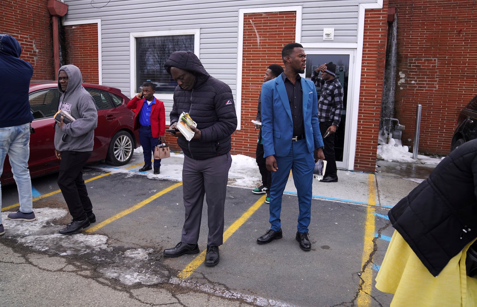 Congregants leave First Haitian Evangelical Church of Springfield after Sunday service in Springfield, Ohio, January 26, 2025. (AP Photo/Jessie Wardarski)