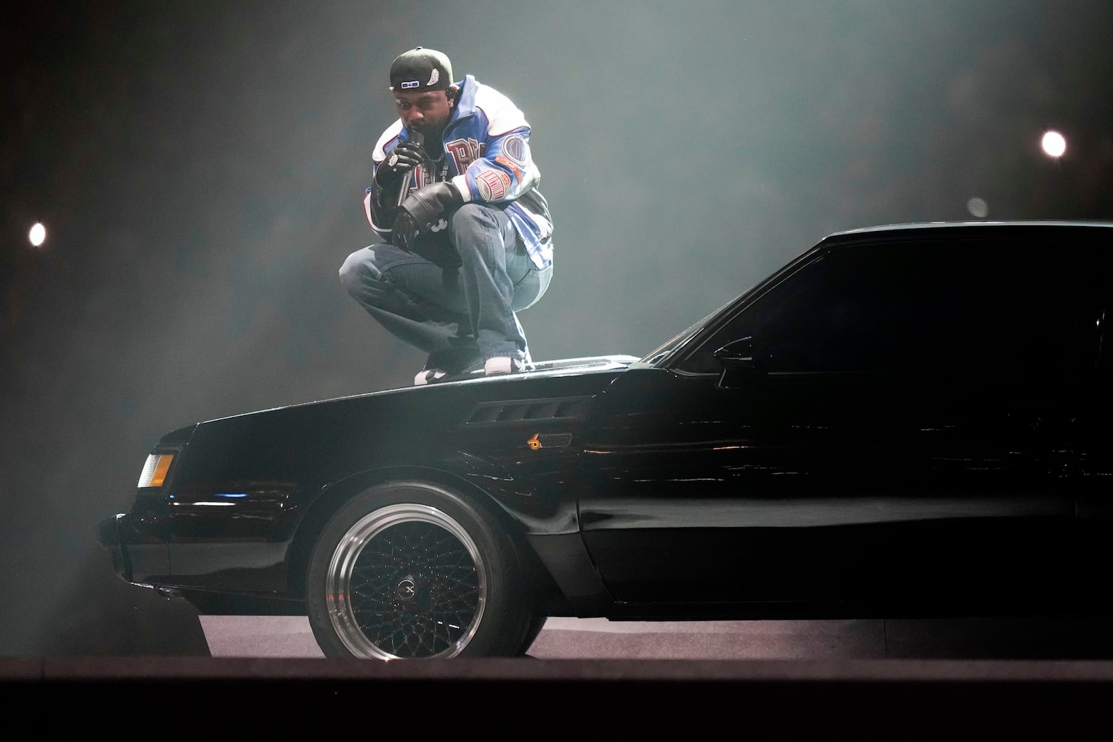 Kendrick Lamar performs during halftime of the NFL Super Bowl 59 football game between the Kansas City Chiefs and the Philadelphia Eagles, Sunday, Feb. 9, 2025, in New Orleans. (AP Photo/Matt Slocum)