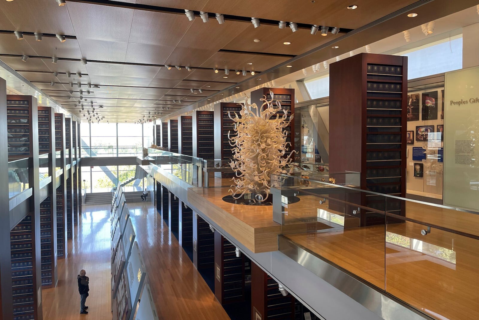 Exhibits are displayed at the Clinton Presidential Library and Museum in Little Rock, Ark., Tuesday, Nov. 12, 2024. (AP Photo/Andrew DeMillo)