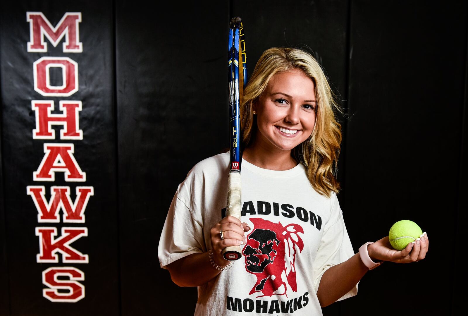 Madison High School senior Madi Porter is the first tennis player in MHS history to qualify for the state tournament. She will begin Division II singles play Friday morning at the Lindner Family Tennis Center in Mason. NICK GRAHAM/STAFF