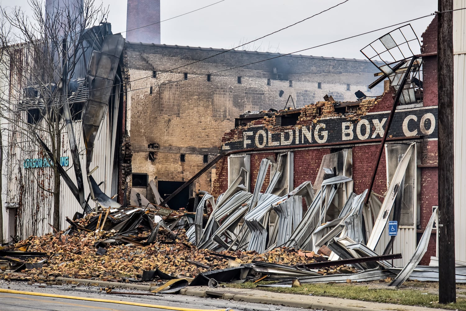 Aftermath of vacant warehouse fire in Middletown