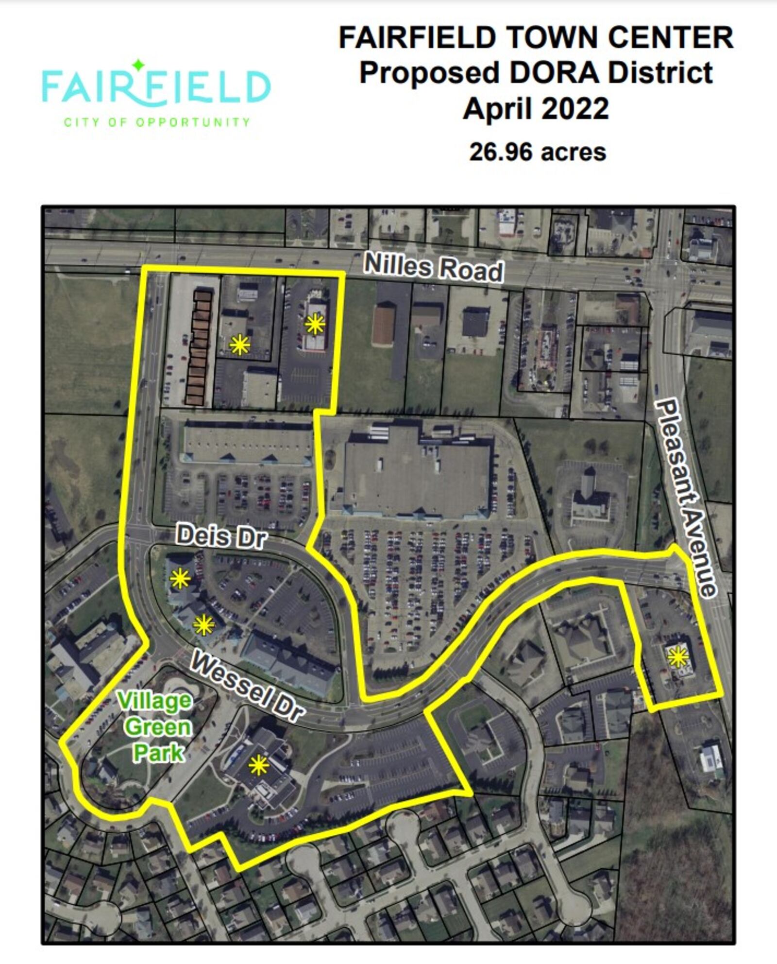 The city of Fairfield is considering establishing a Designated Outdoor Refreshment Area, or DORA, in the Village Green area of the city. Several businesses, including Berd's Grill & Bar and Applebee's. City Council could vote on the proposed DORA district later this year but is expected to have a public hearing later in May.