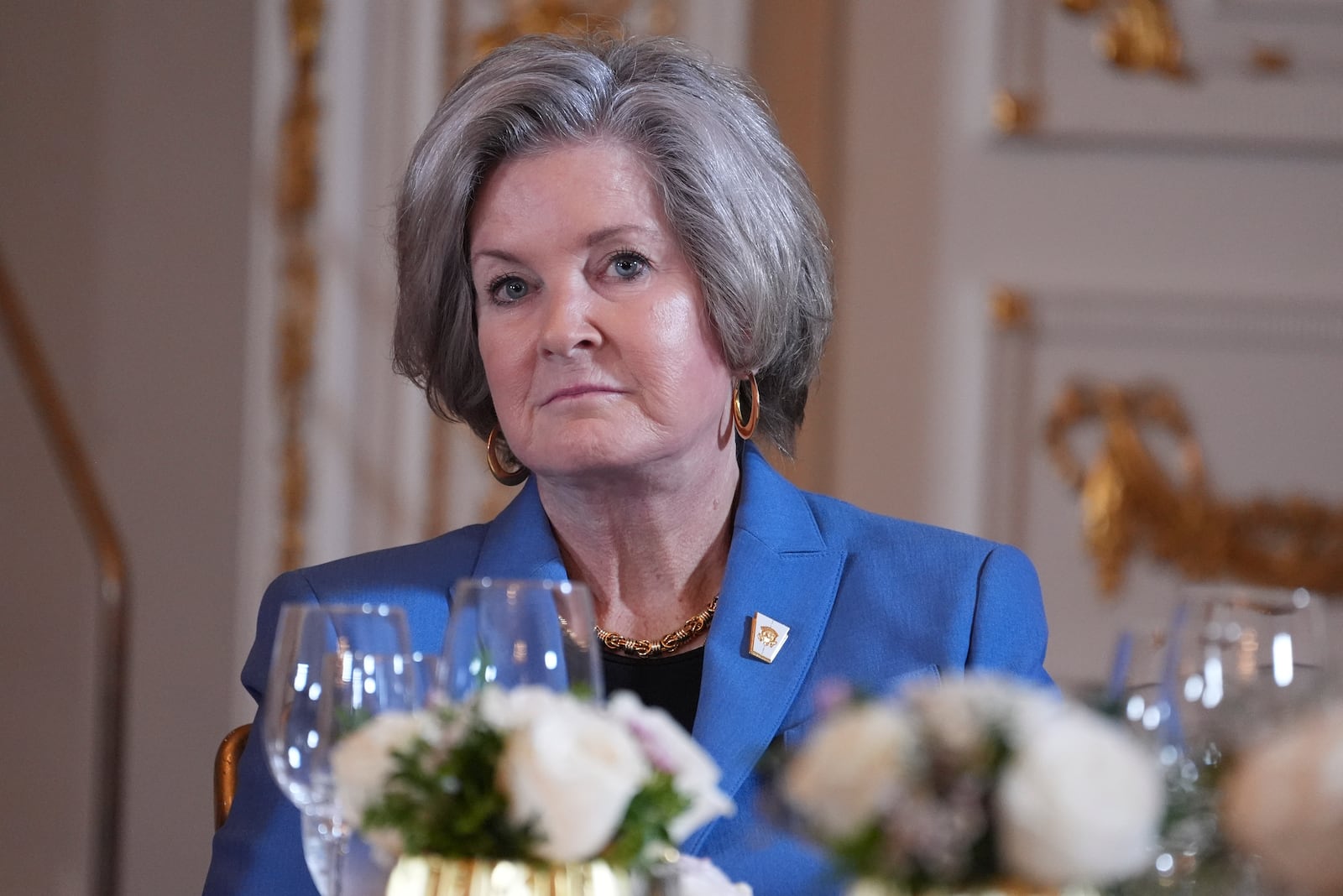 FILE - Susie Wiles attends a meeting with Republican governors at Mar-a-Lago, Jan. 9, 2025, in Palm Beach, Fla. (AP Photo/Evan Vucci, File)