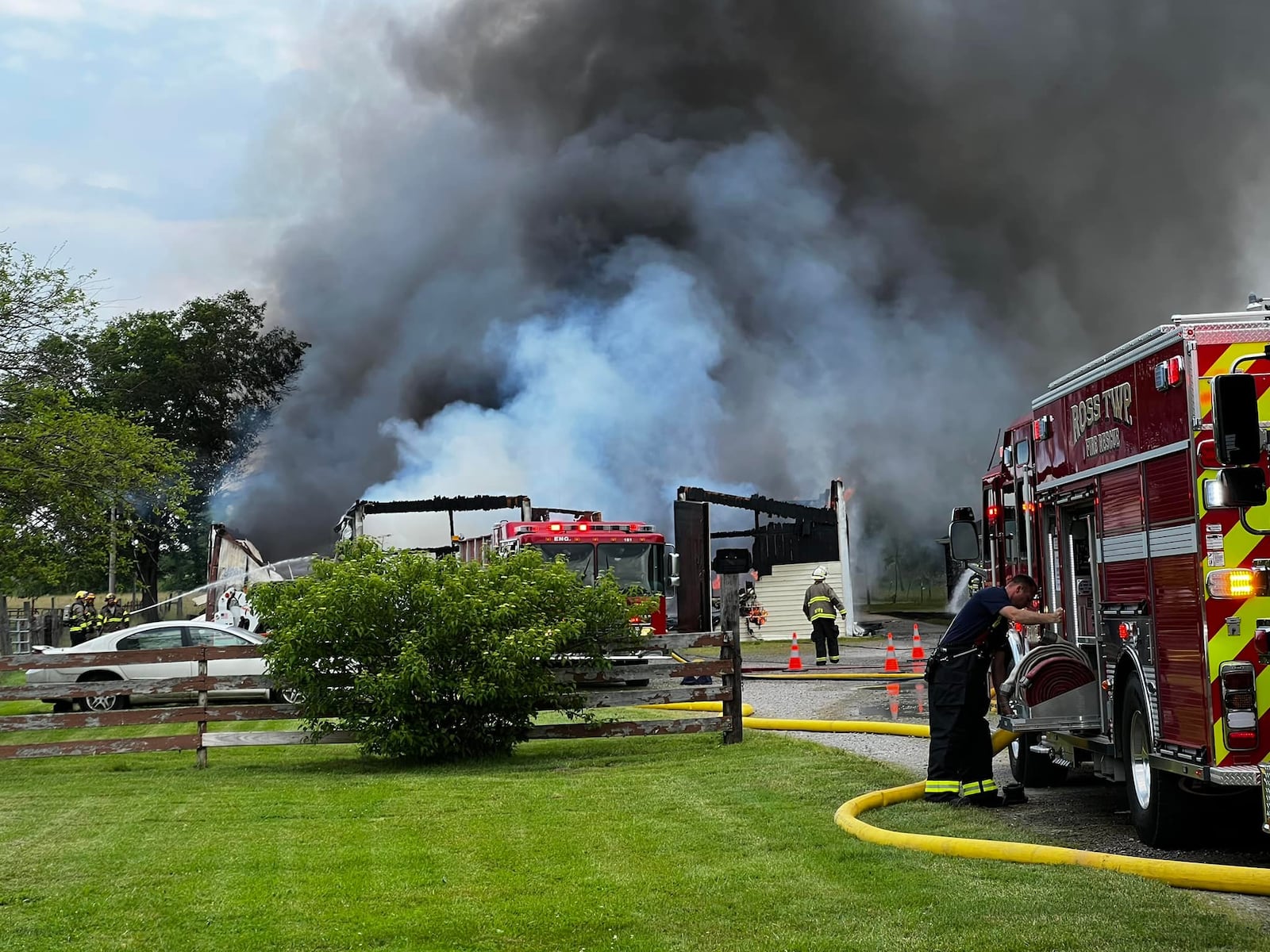 Sheriff's deputies and area fire officials respond to a structure fire at 2100 Stahlheber Road in Hamilton around 11 a.m. Monday, June 6, 2022. CONTRIBUTED/BUTLER CO. SHERIFF