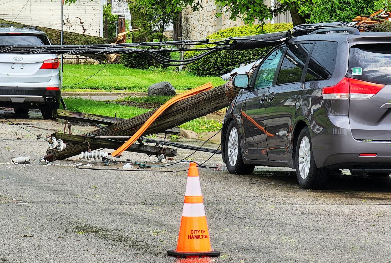 Vehicle struck Hamilton storm