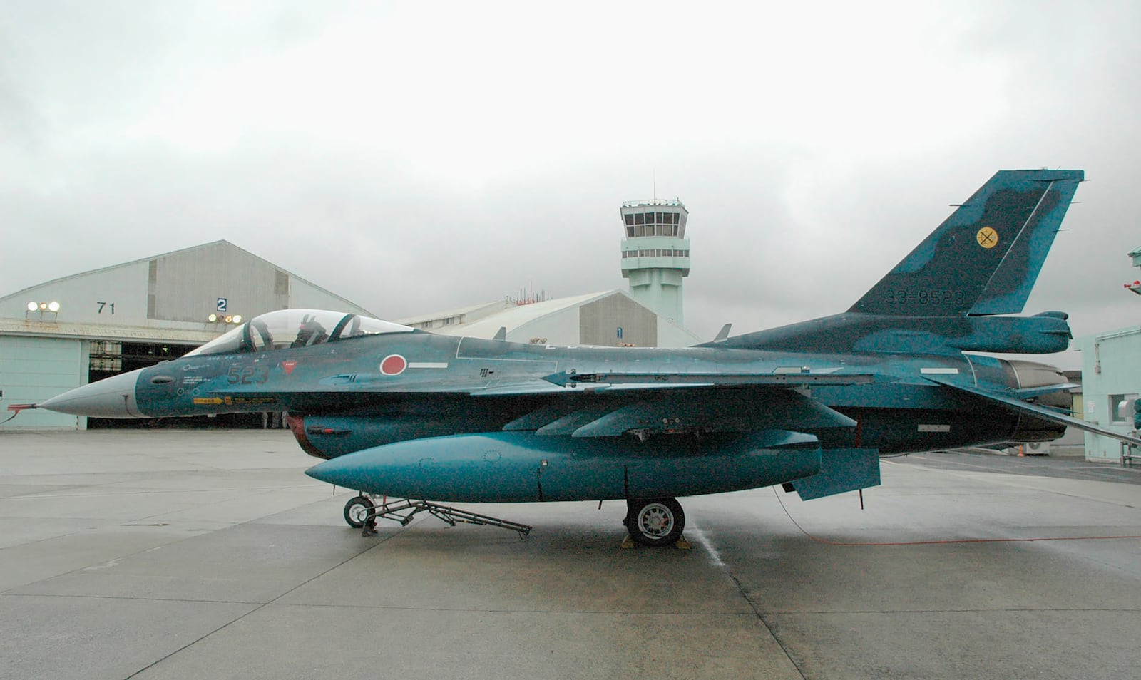 FILE - A F-2 fighter of Japan Air Self-Defense Force is seen at Tsuiki base, Fukuoka prefecture, southern Japan in March 2010. (Kyodo News via AP, File)